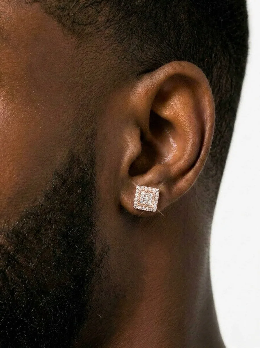 Square Wire Moissanite Earrings 14K Gold (view 6 of 9)