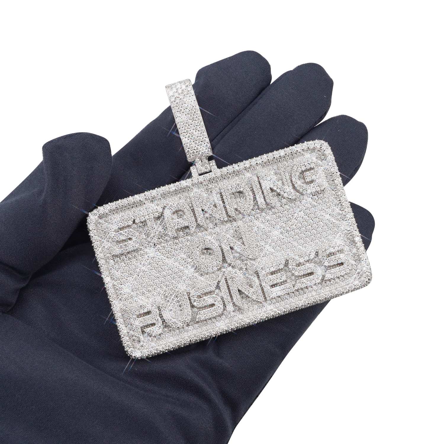 "STANDING ON BUSINESS" Moissanite Custom Name Pendant 14K Gold (view 2 of 3)