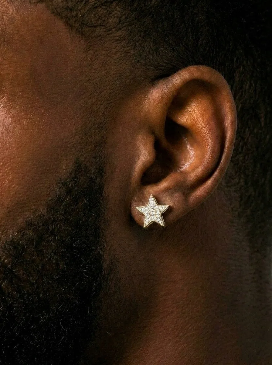 Star Moissanite Earrings 14K Gold (view 3 of 7)