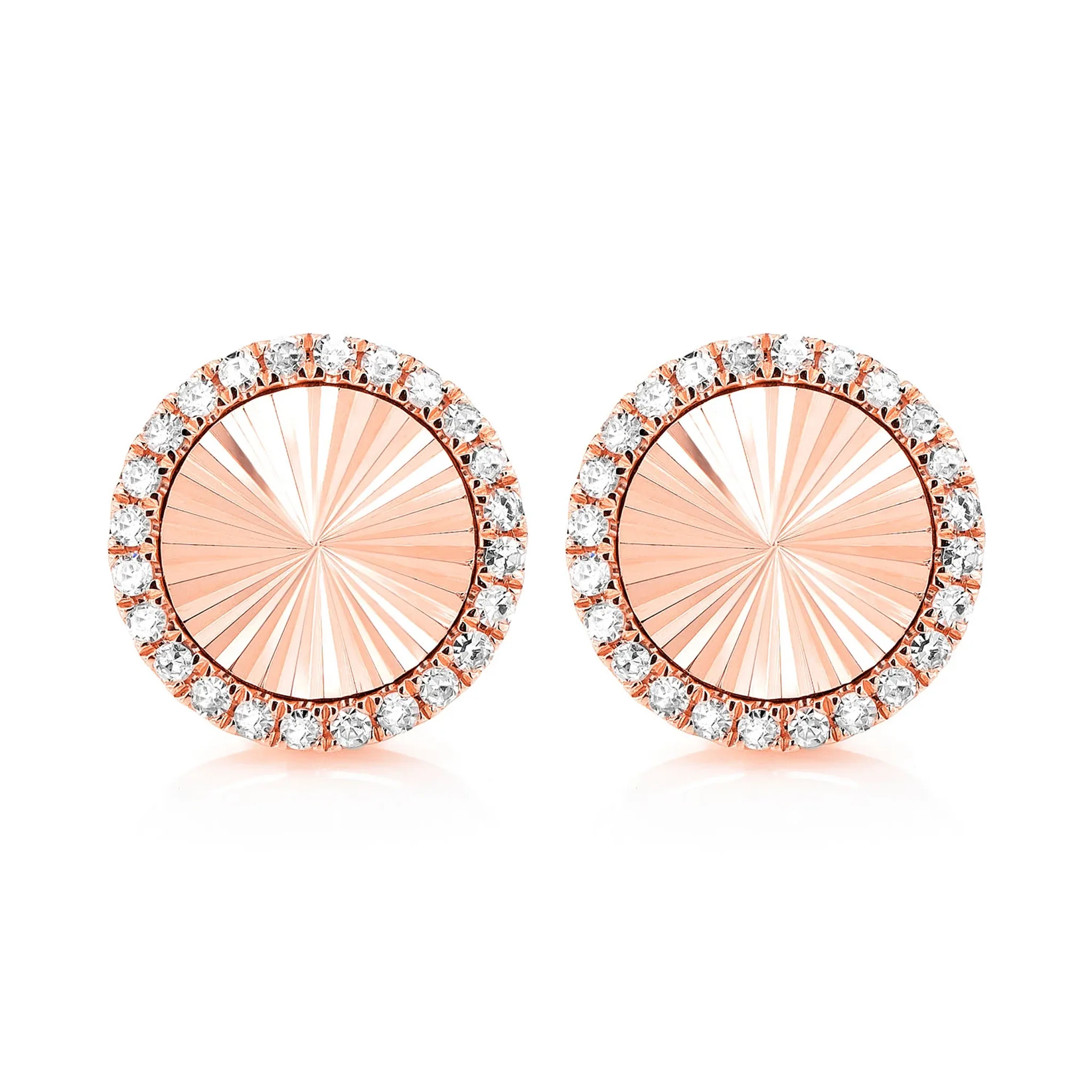 Starburst Disc Diamond Halo Stud Earrings - in yellow gold (view 7 of 9)