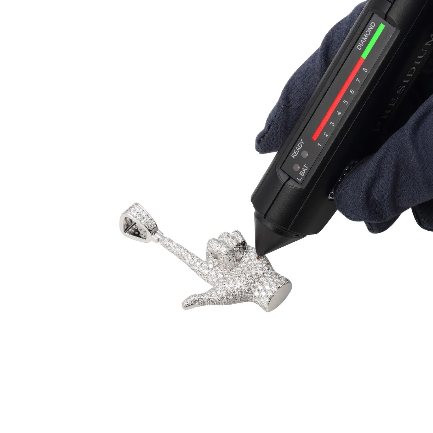"STRAIGHT UP" Custom Moissanite Logo Pendant 14K Gold (view 3 of 3)