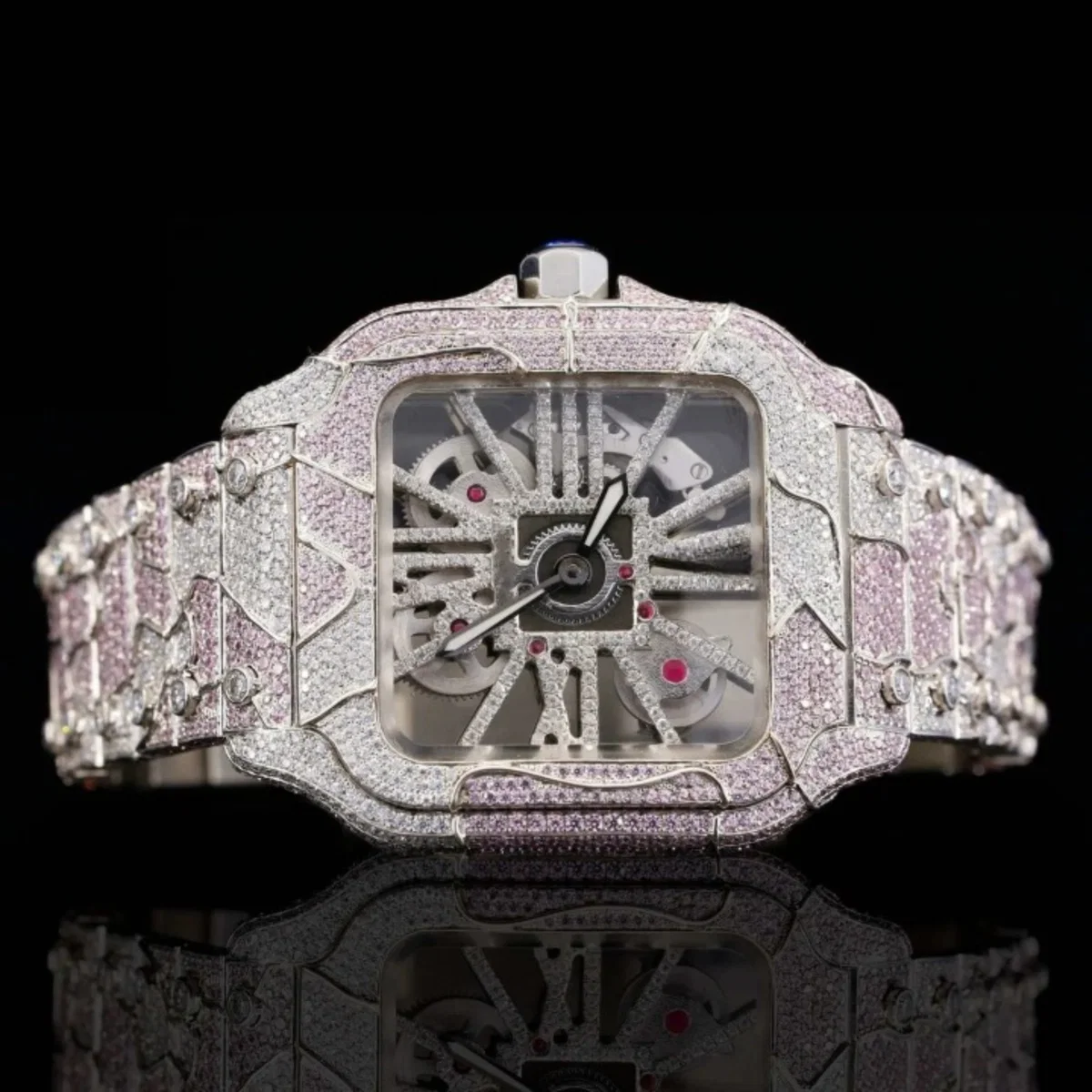 Stylish Double Color Moissanite Diamond Iced Out Watch For Men