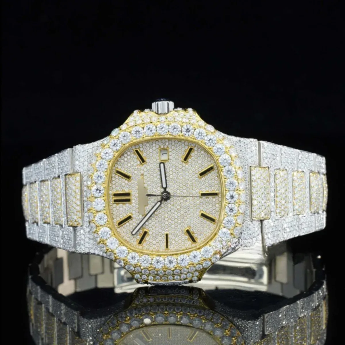 Stylish Full Body Moissanite Diamond Iced Out Automatic Watch (view 3 of 6)