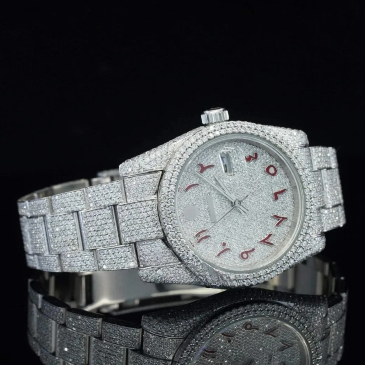 Stylish Marvelous Iced Out White Dial Moissanite Watch (view 2 of 5)