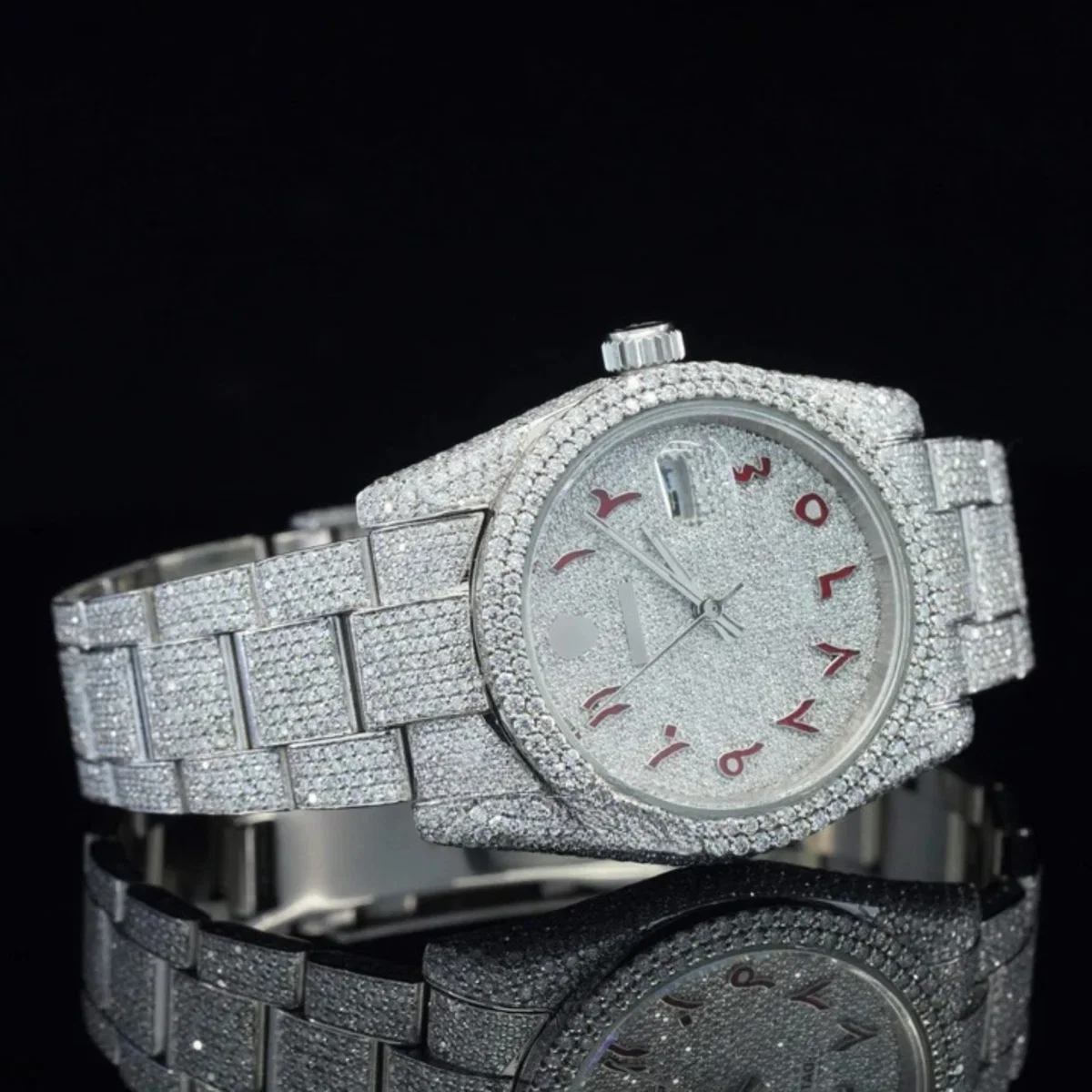 Stylish Marvelous Iced Out White Dial Moissanite Watch (view 5 of 5)