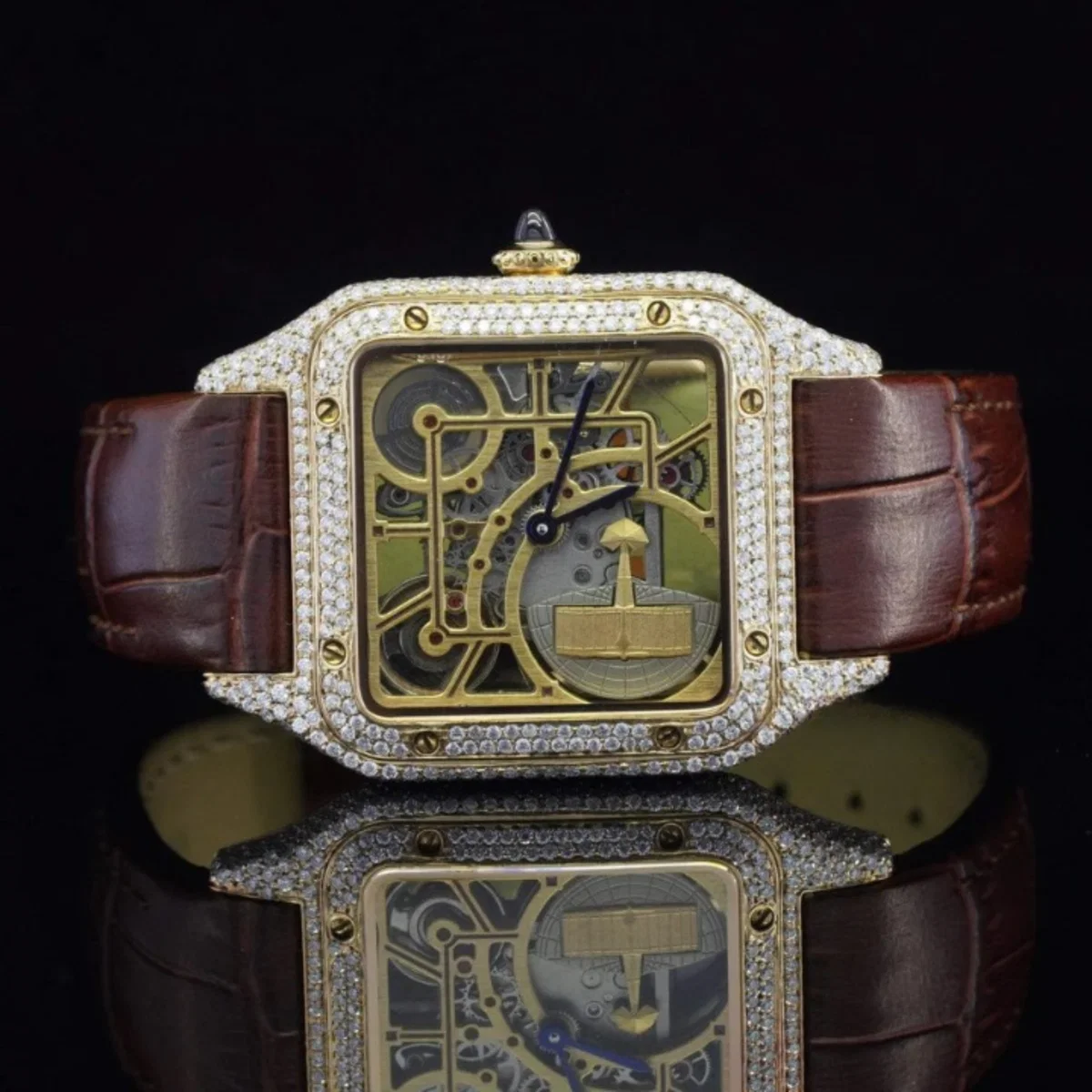 Stylish Moissanite Diamond Automatic Dial With Leather Belt Watch (view 2 of 6)
