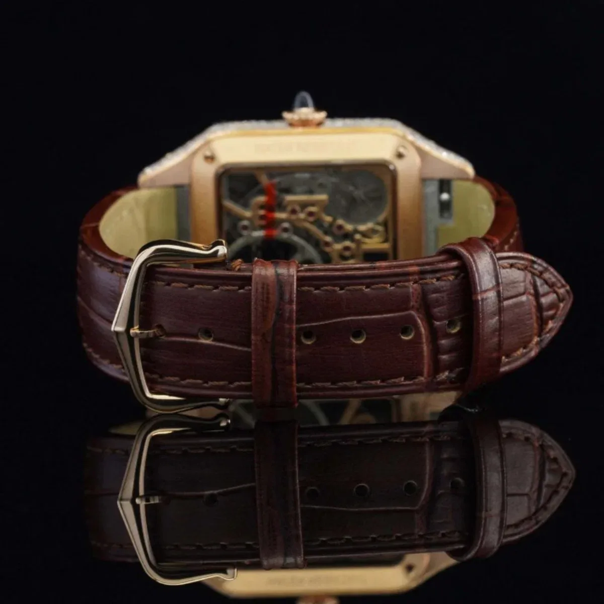 Stylish Moissanite Diamond Automatic Dial With Leather Belt Watch (view 6 of 6)