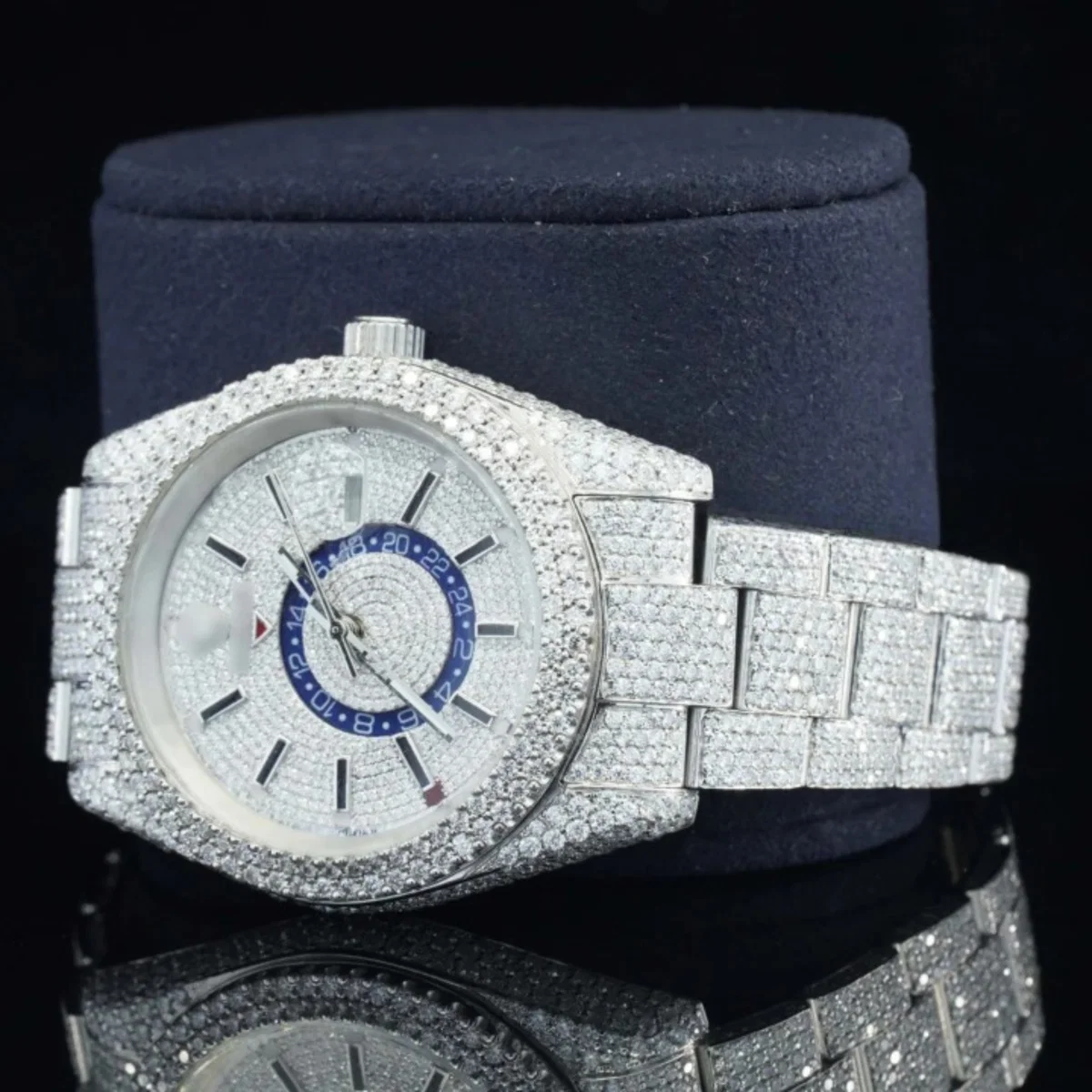 Superior White Gold Color Moissanite Diamond Iced Out Watch (view 3 of 5)