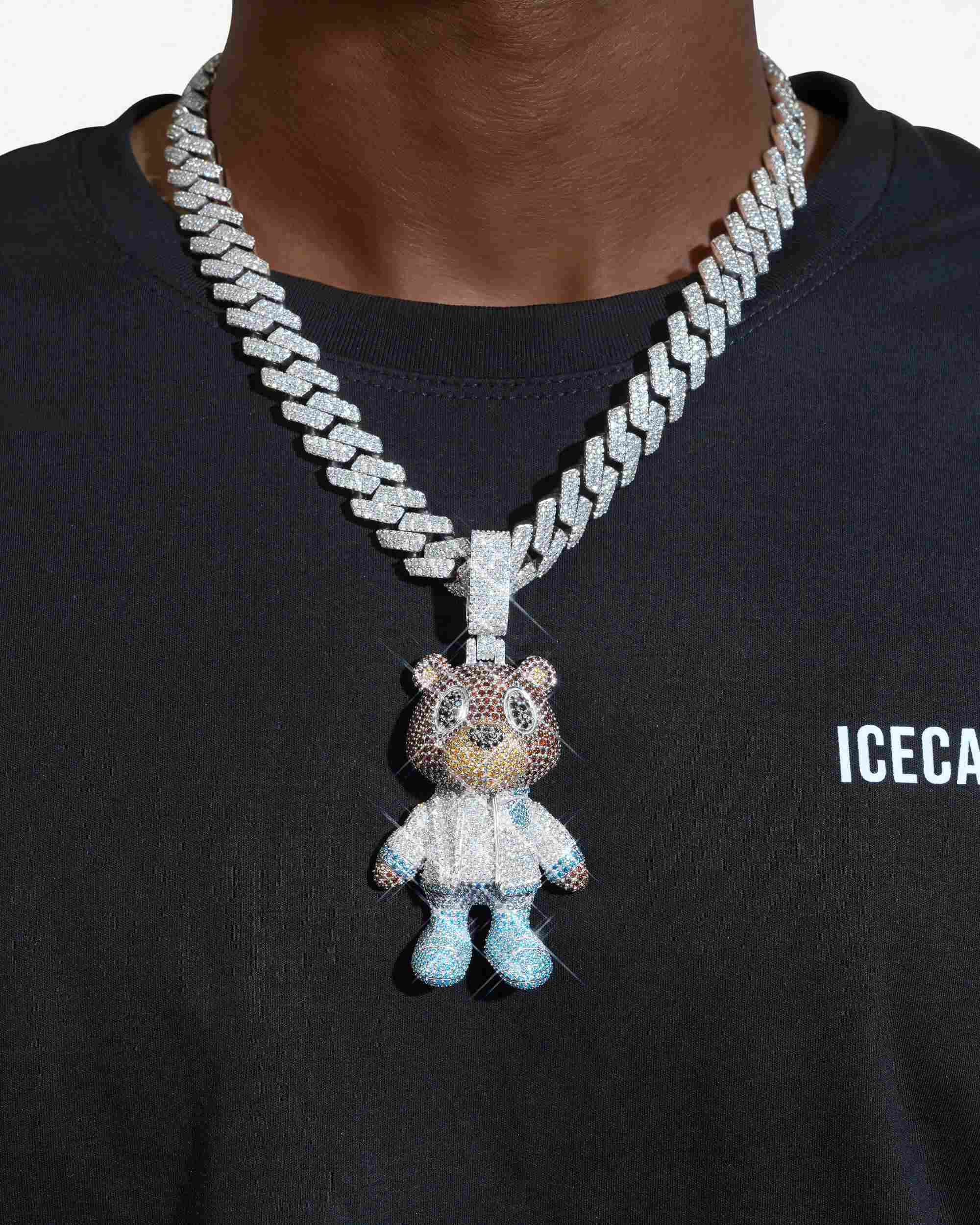 "Teddy Bear" Custom Moissanite Logo Pendant 14K Gold (view 2 of 4)