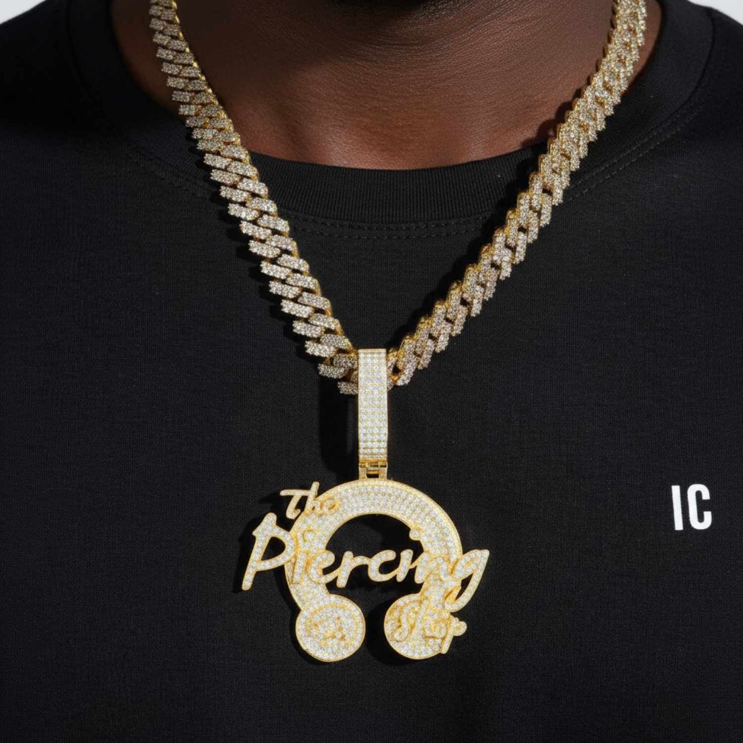 "The Piercing Shop" Custom Logo Moissanite Pendant 14K Gold (view 2 of 4)