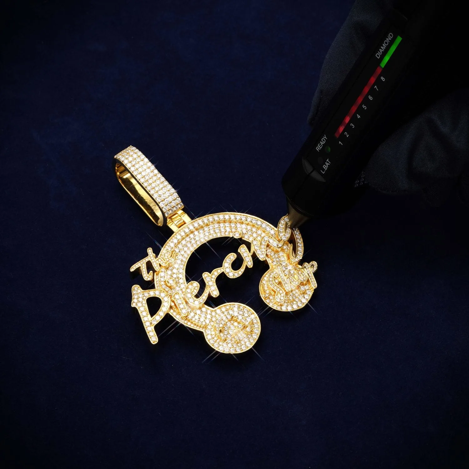 "The Piercing Shop" Custom Logo Moissanite Pendant 14K Gold (view 4 of 4)