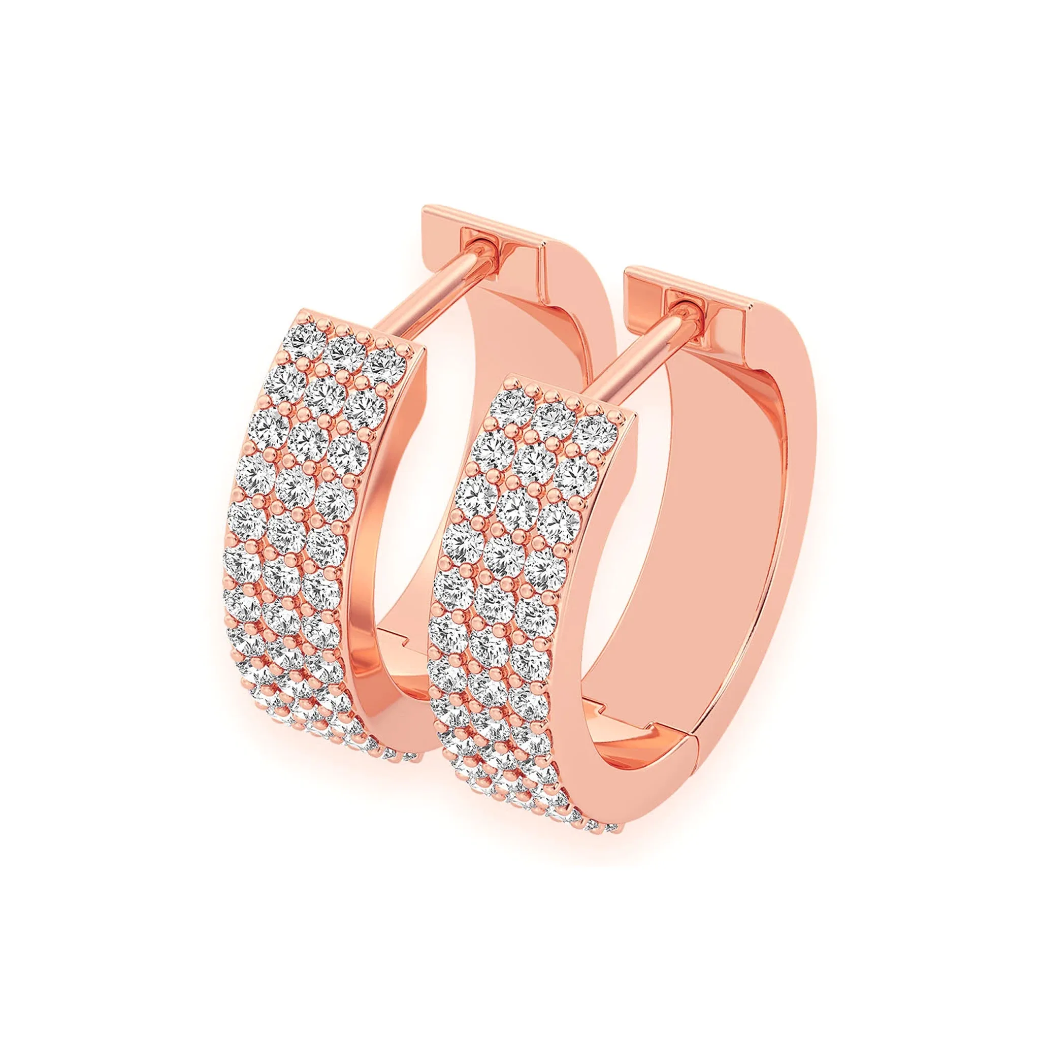 Three Row Diamond Hoops - earrings in yellow gold (view 8 of 14)