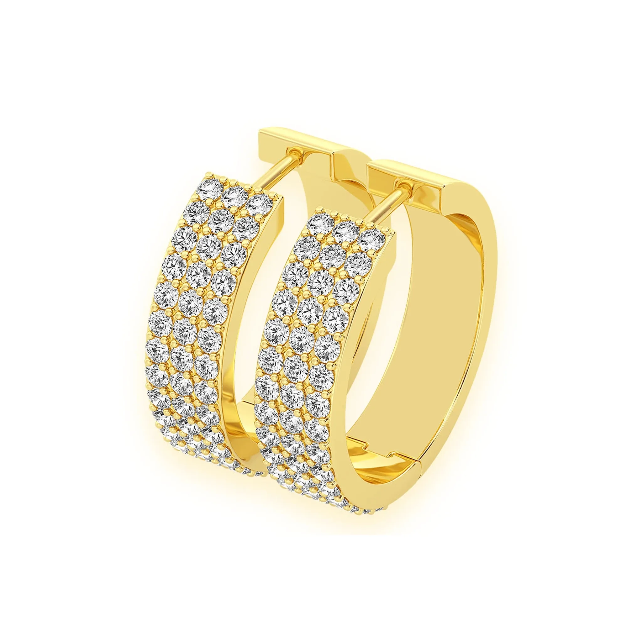 Three Row Diamond Hoops - earrings in yellow gold (view 10 of 14)