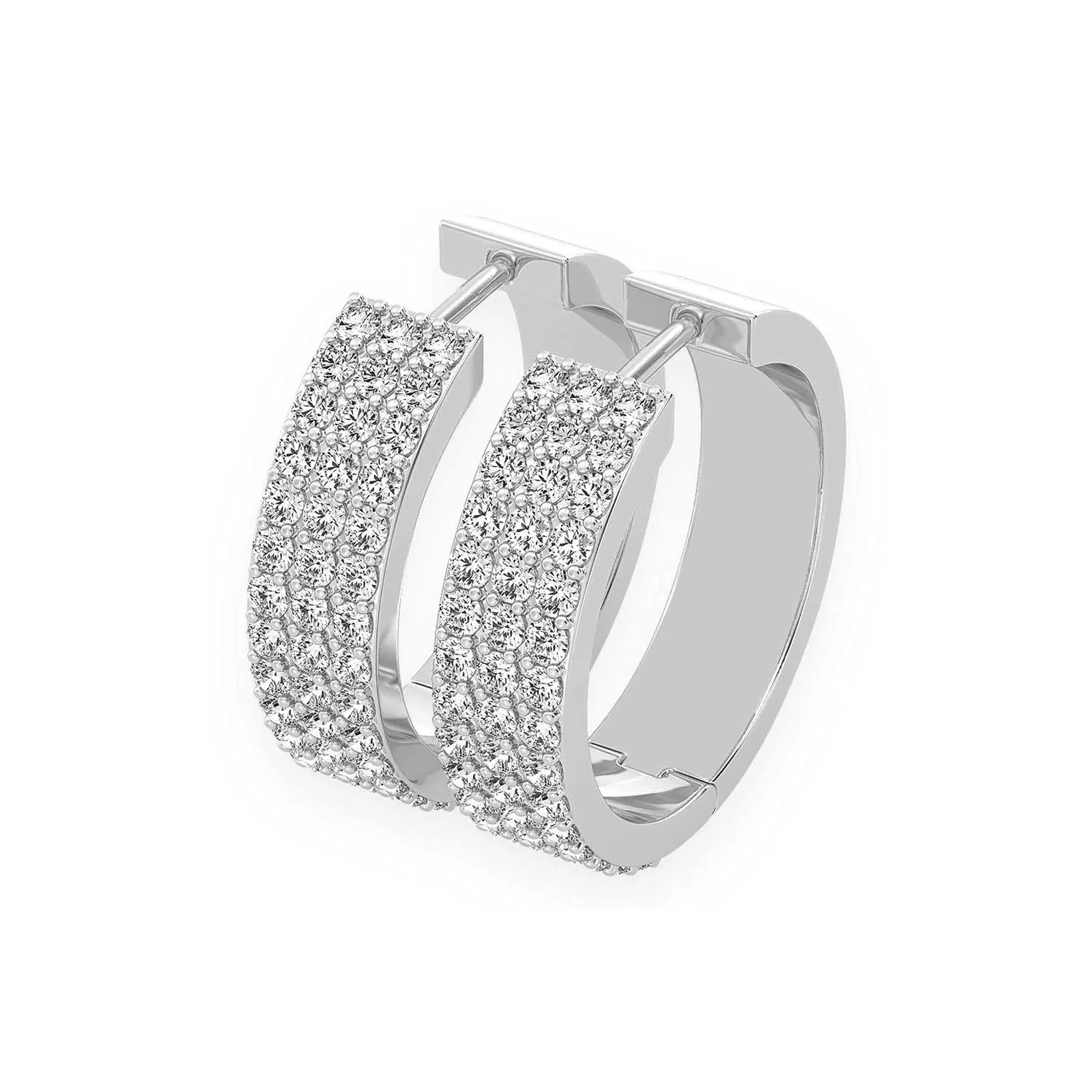 Three Row Diamond Hoops - earrings in yellow gold (view 12 of 14)