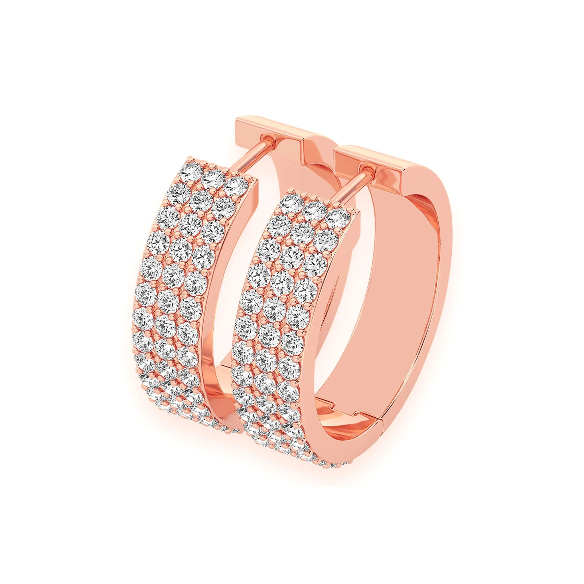 Three Row Diamond Hoops - earrings in yellow gold (view 13 of 14)