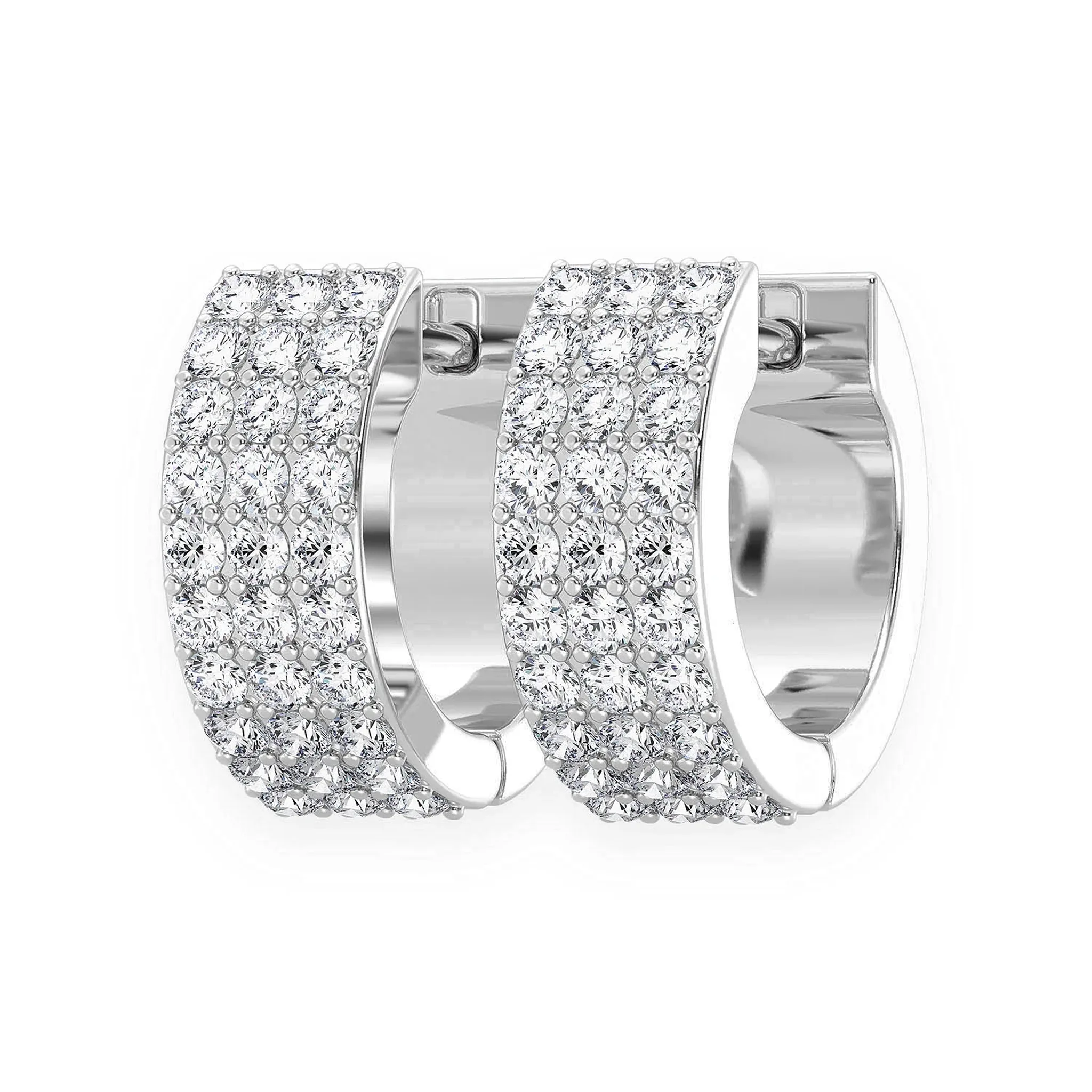 Three Row Diamond Hoops - earrings in yellow gold (view 2 of 14)