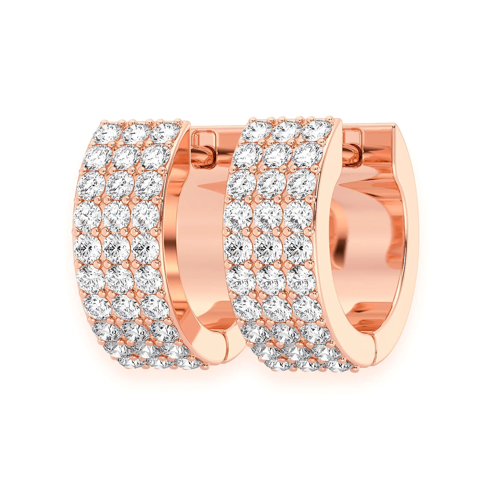 Three Row Diamond Hoops - earrings in yellow gold (view 3 of 14)
