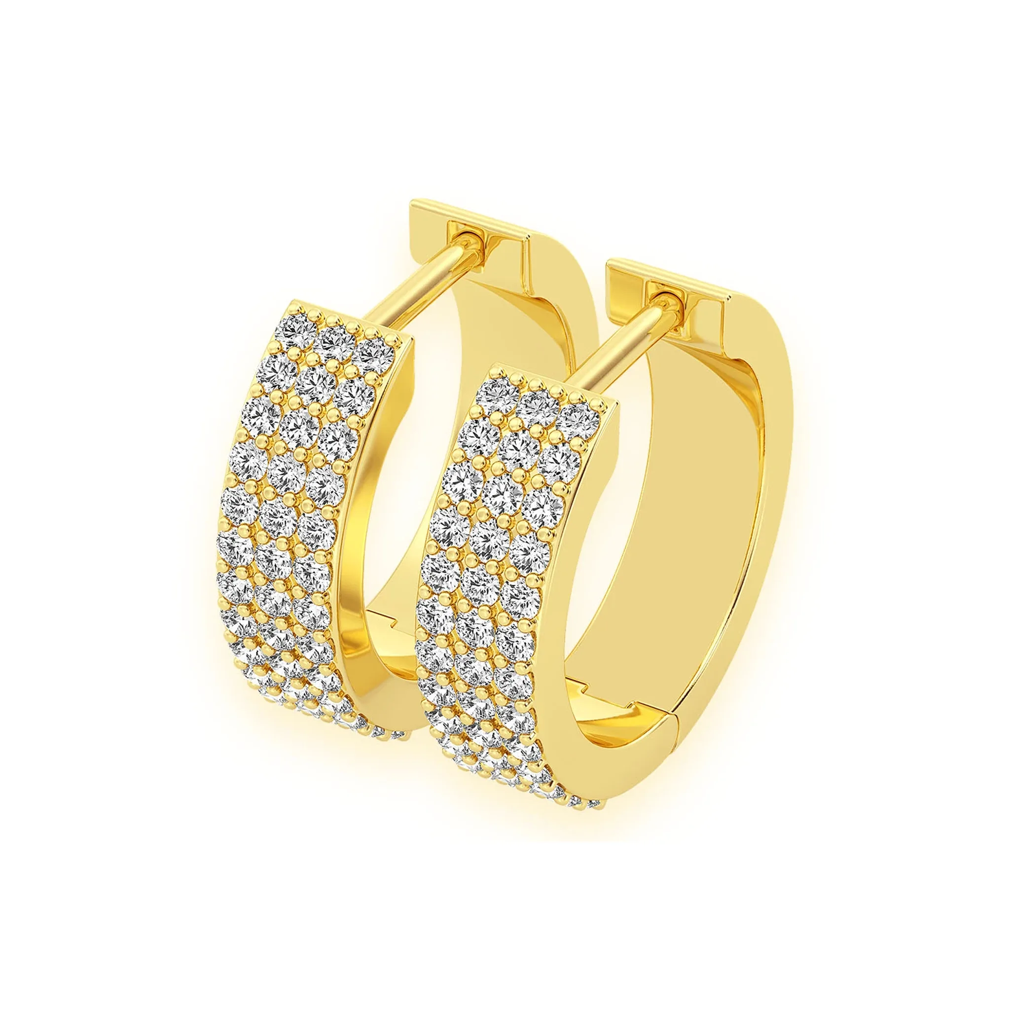 Three Row Diamond Hoops - earrings in yellow gold (view 4 of 14)