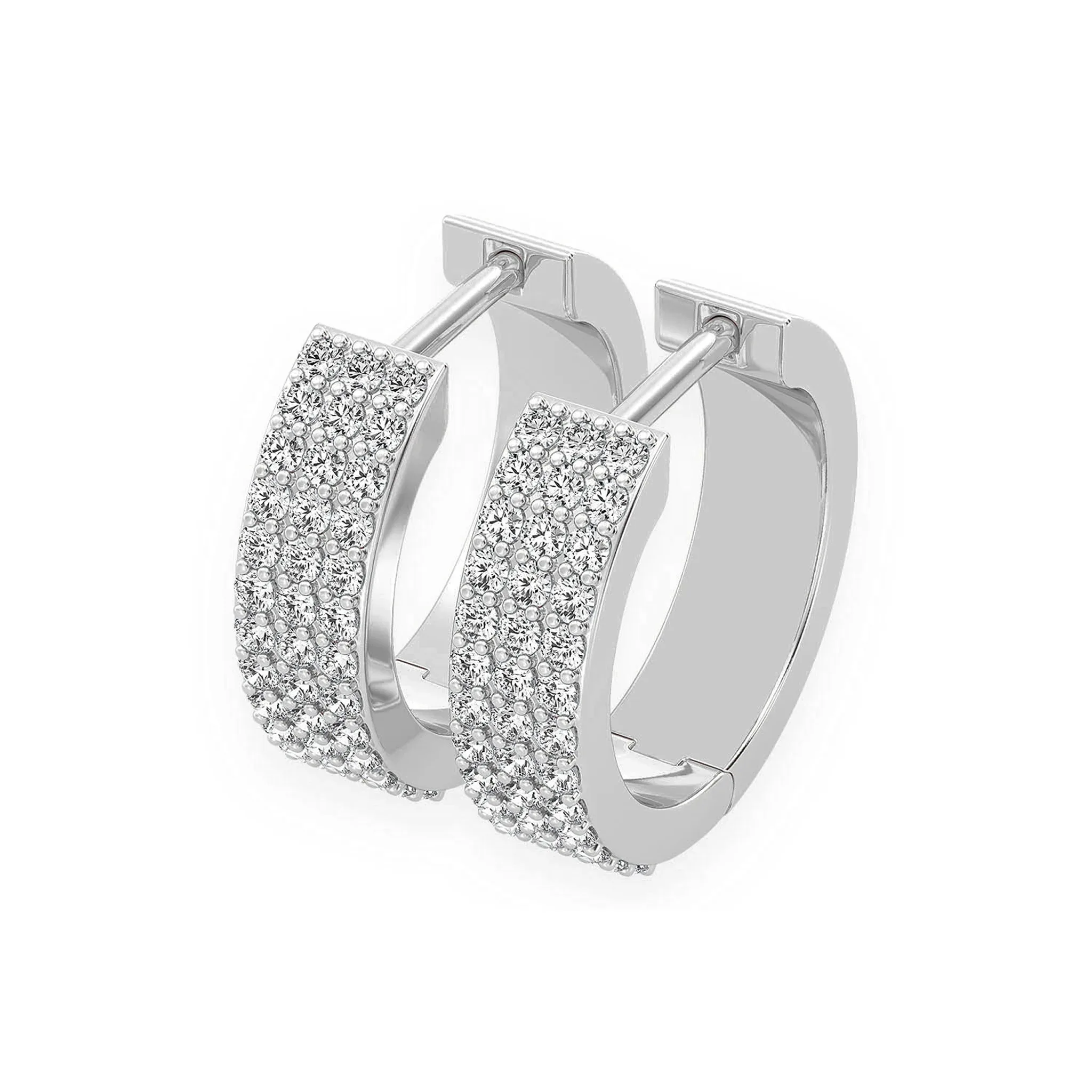 Three Row Diamond Hoops - earrings in yellow gold (view 6 of 14)