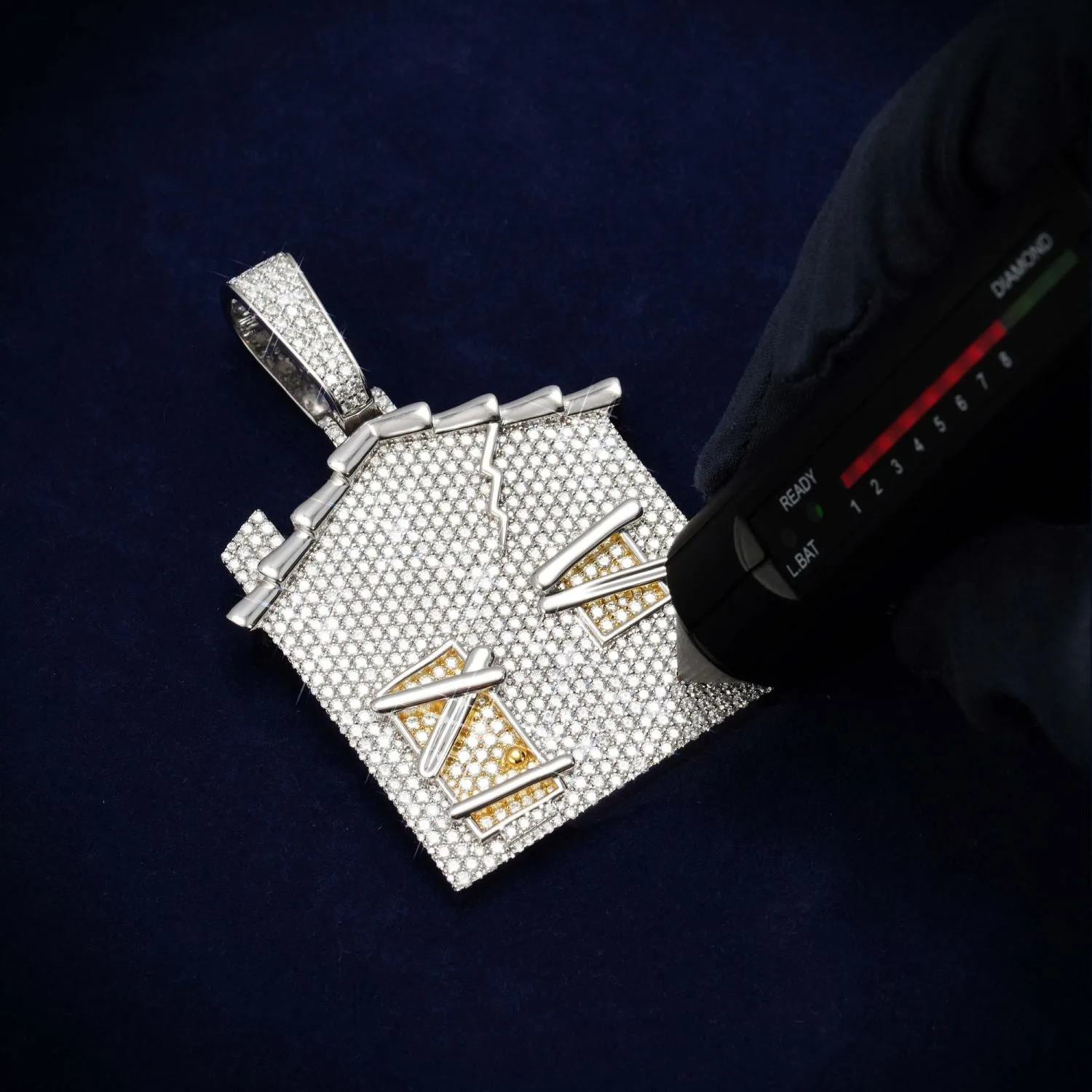 "TRAPHOUSE" Custom Moissanite Logo Pendant 14K Gold (view 4 of 4)