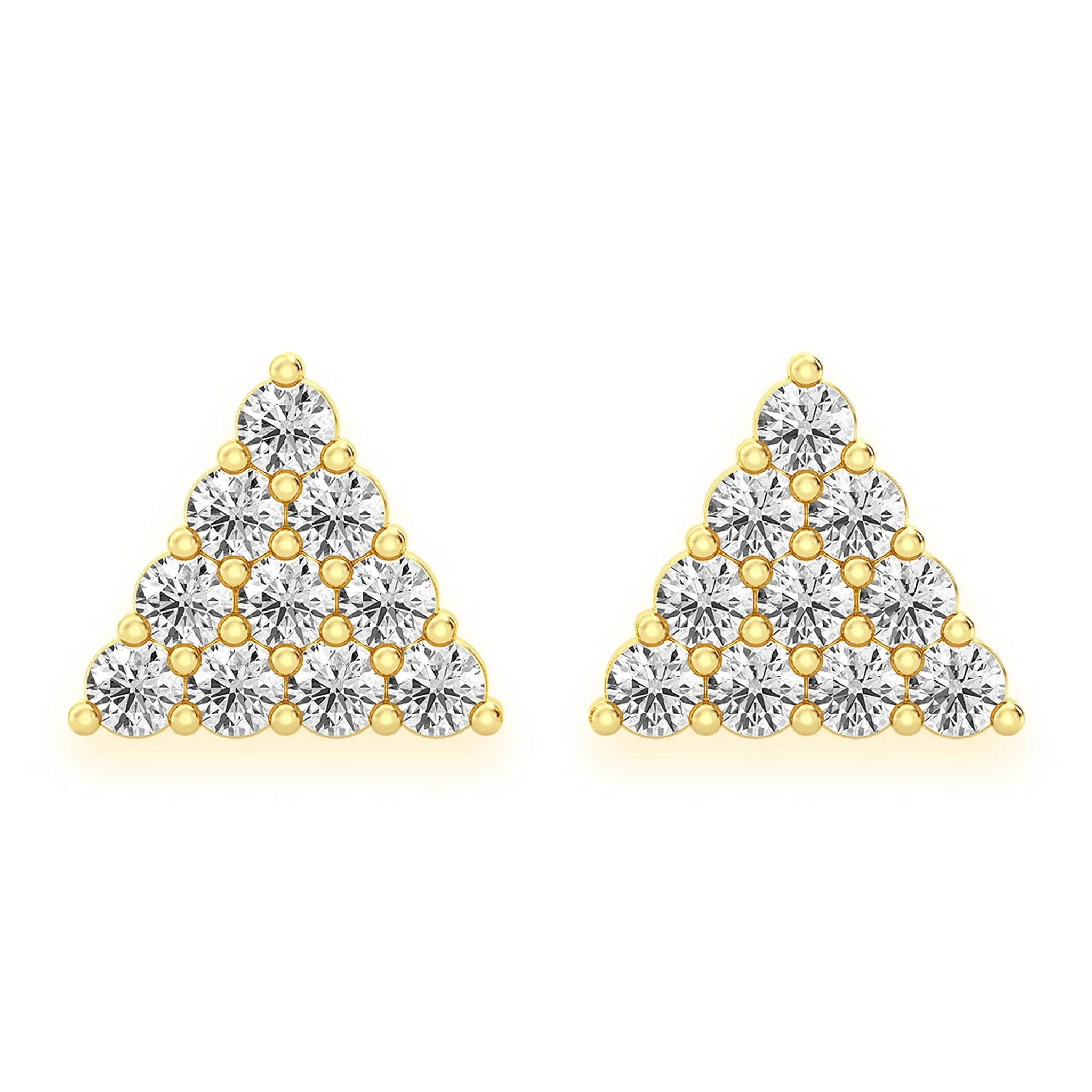 Triangle Diamond Studs - earrings in yellow gold