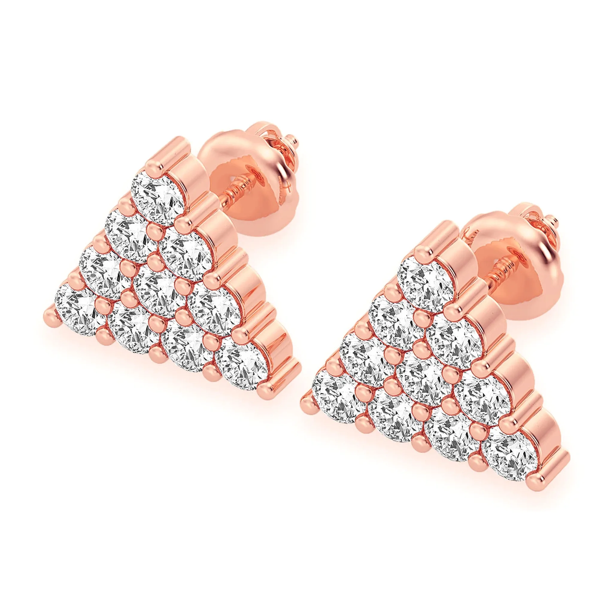 Triangle Diamond Studs - earrings in yellow gold (view 9 of 15)