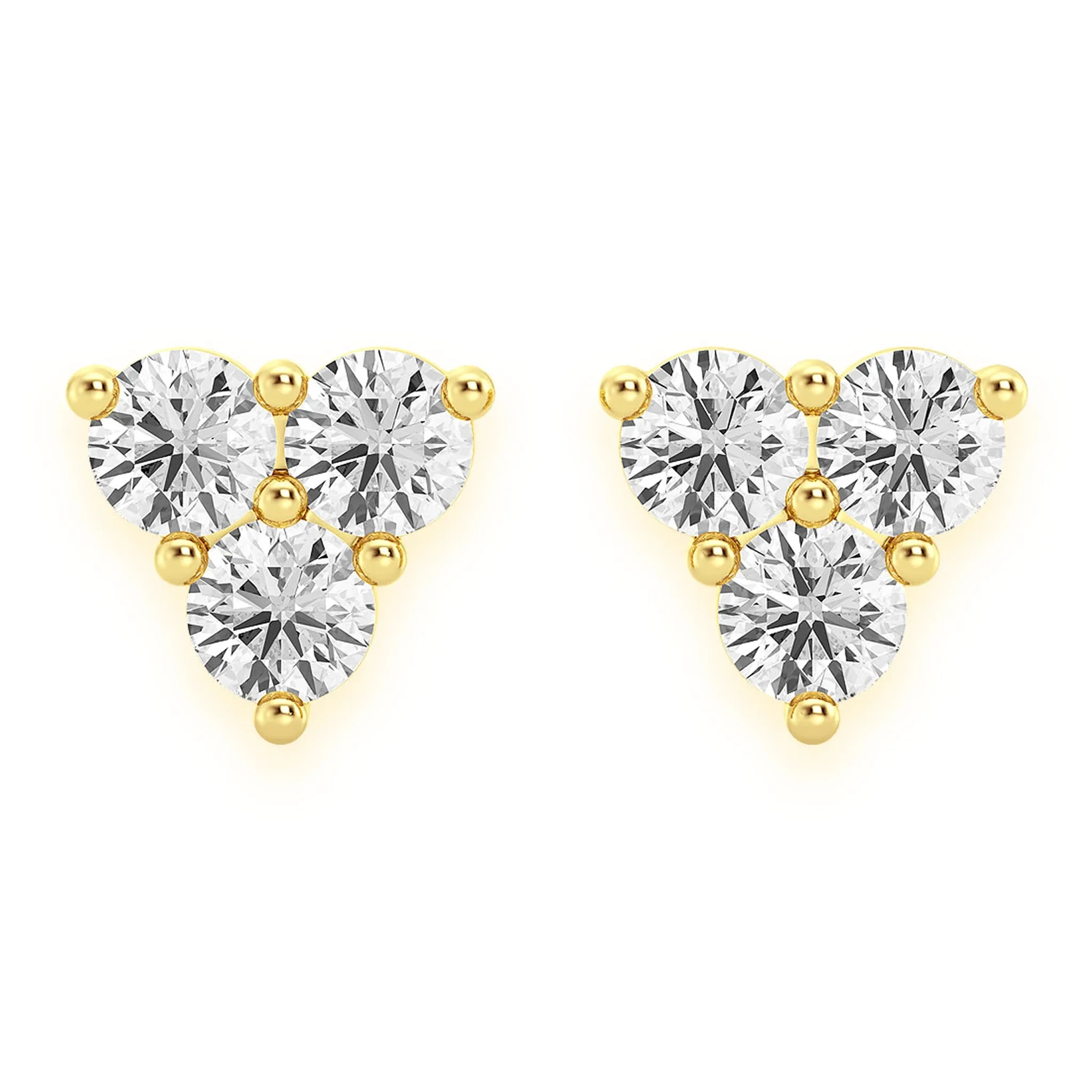 Triangle Diamond Studs - earrings in yellow gold (view 11 of 15)