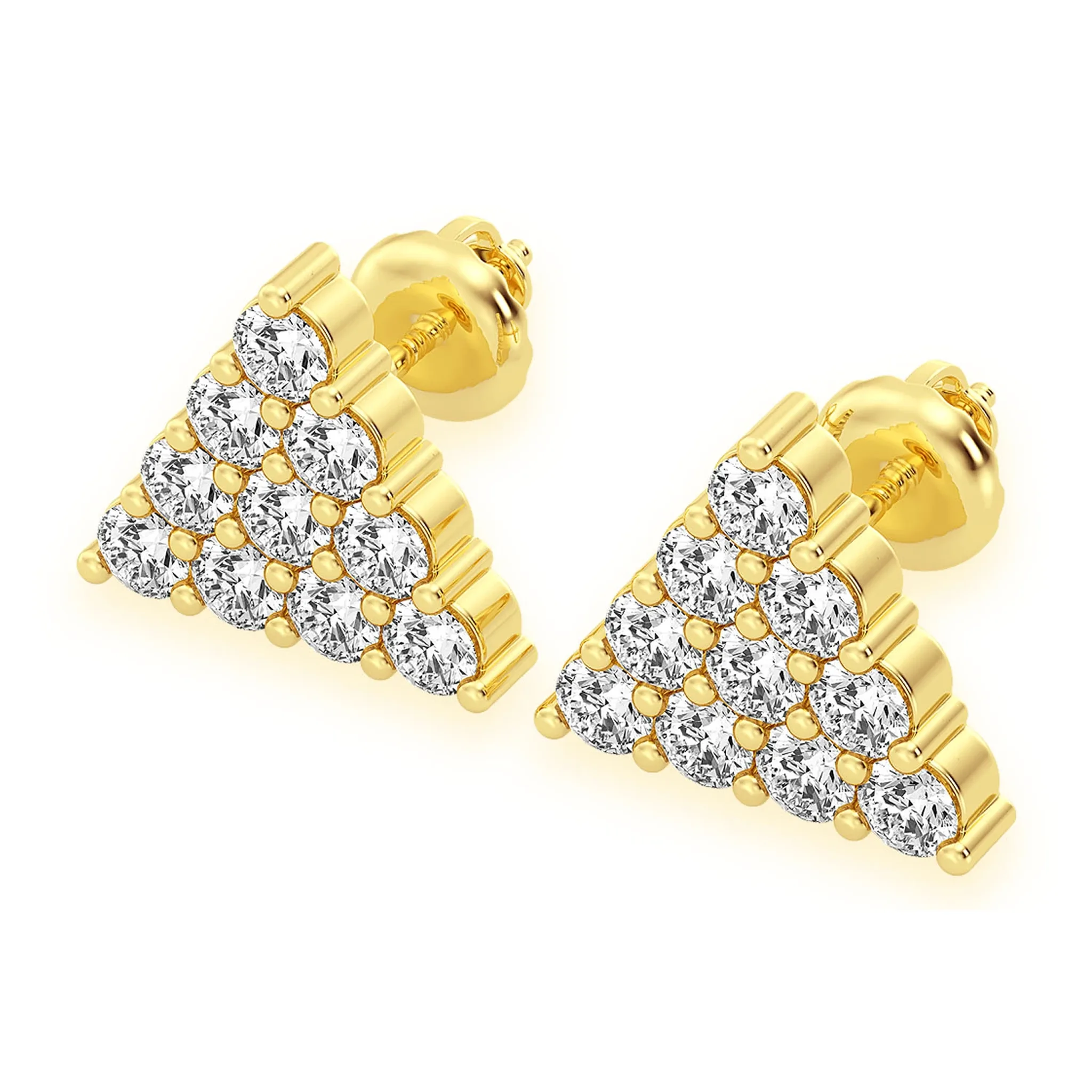Triangle Diamond Studs - earrings in yellow gold (view 2 of 15)