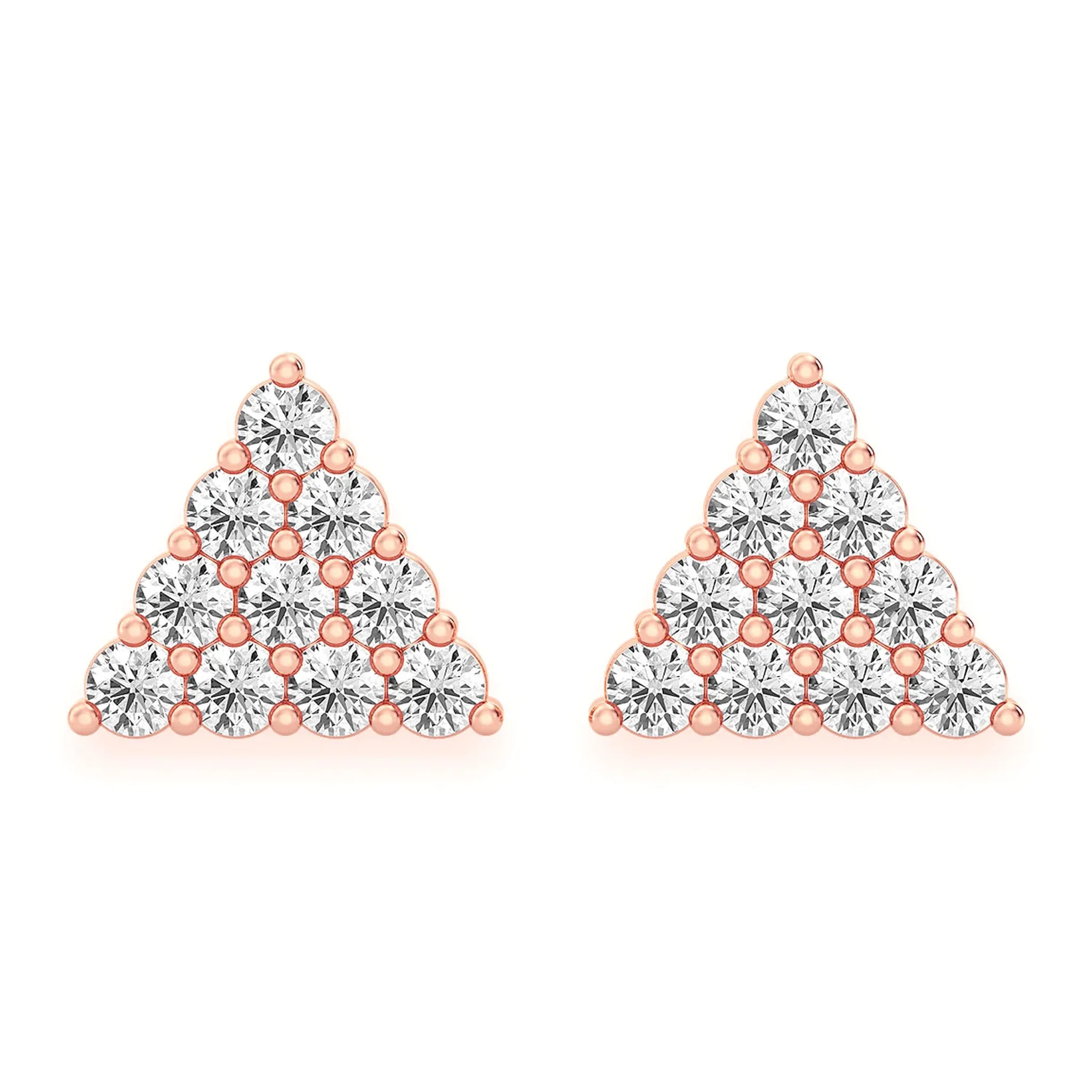 Triangle Diamond Studs - earrings in yellow gold (view 8 of 15)