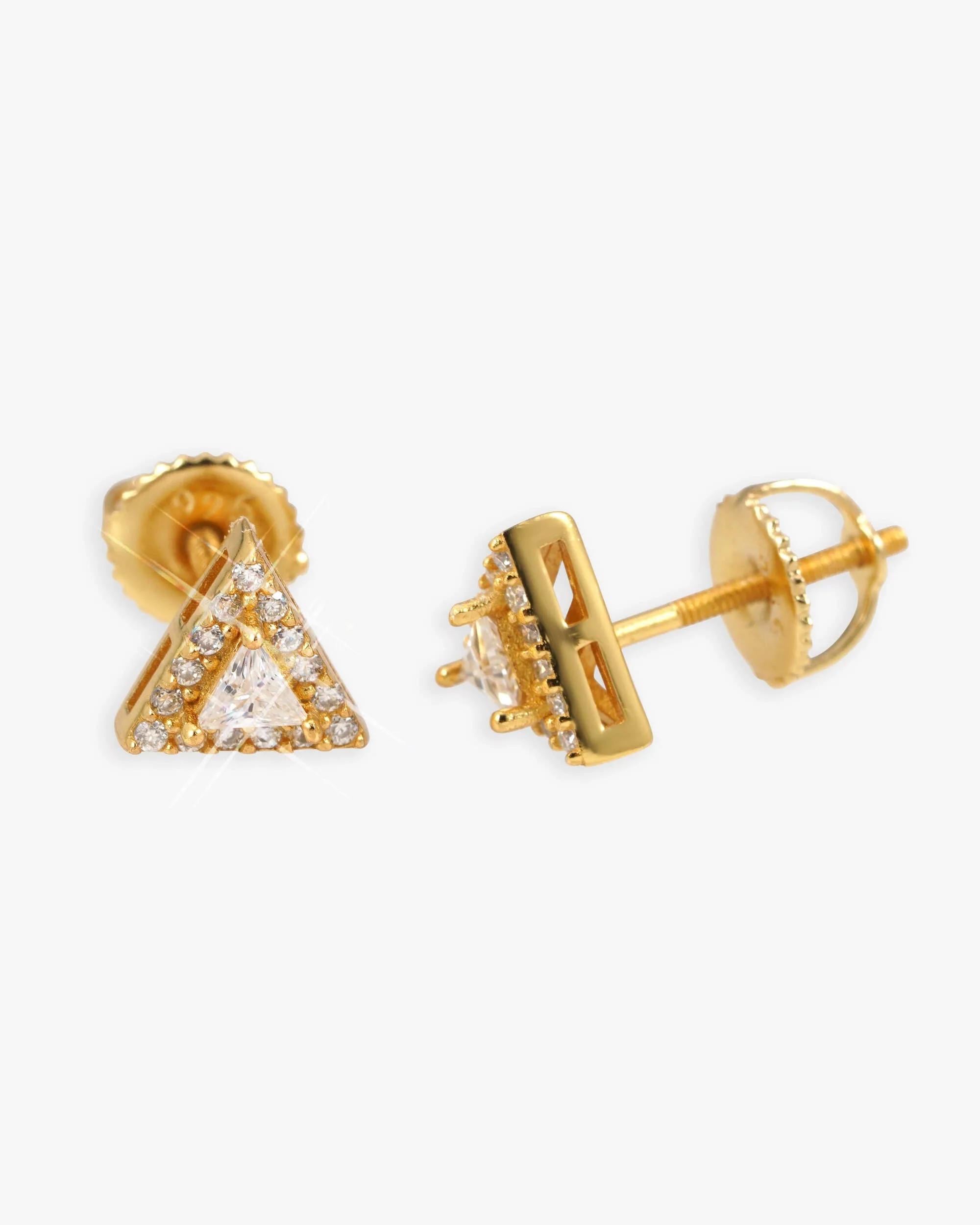 Moissanite Pyramid Stud Earrings 14K Gold (view 2 of 6)