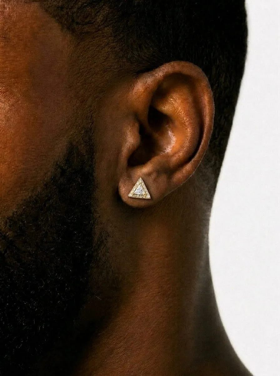 Moissanite Pyramid Stud Earrings 14K Gold (view 4 of 6)