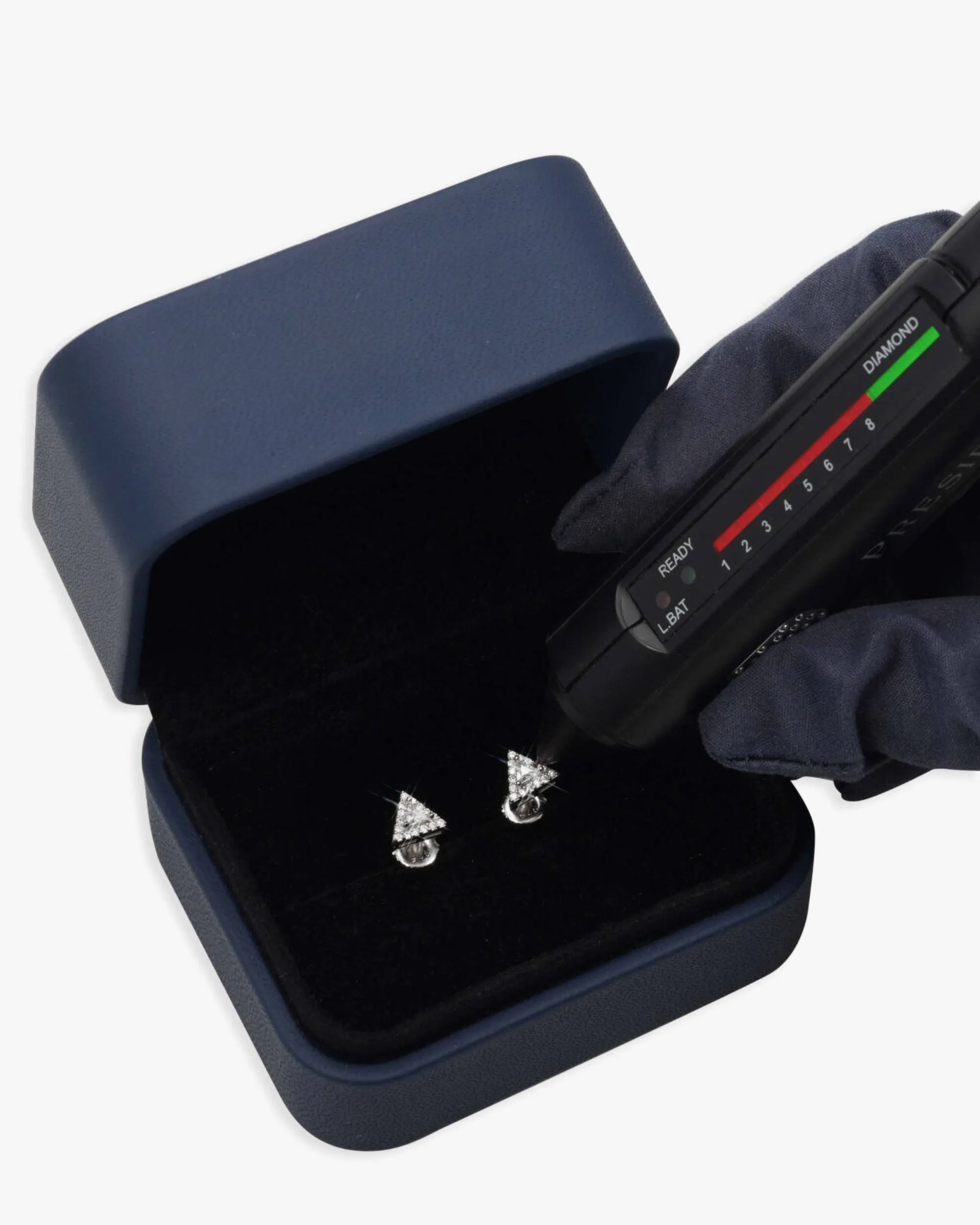 Moissanite Pyramid Stud Earrings 14K Gold (view 5 of 6)
