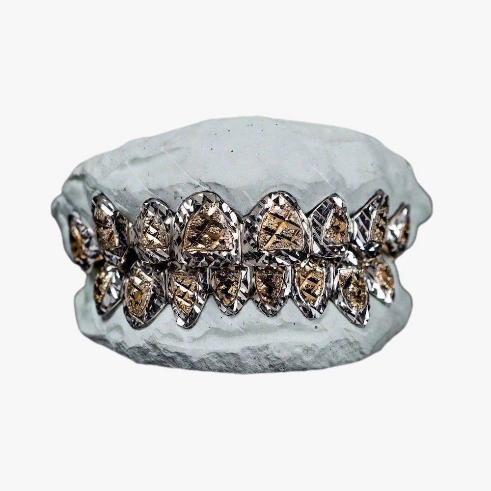 Two Layer Diamond Cut Grillz 14K Gold