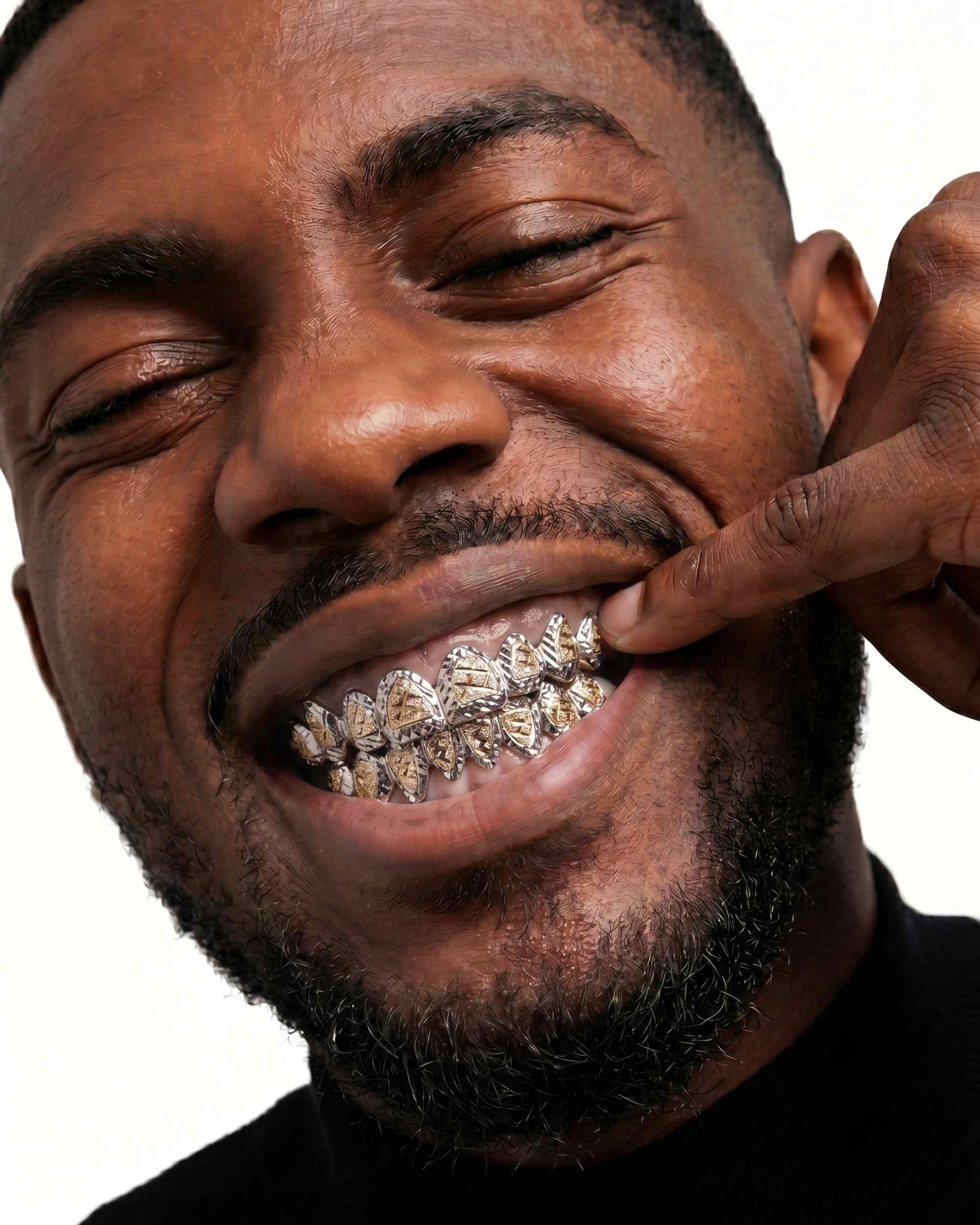 Two Layer Diamond Cut Grillz 14K Gold (view 2 of 2)