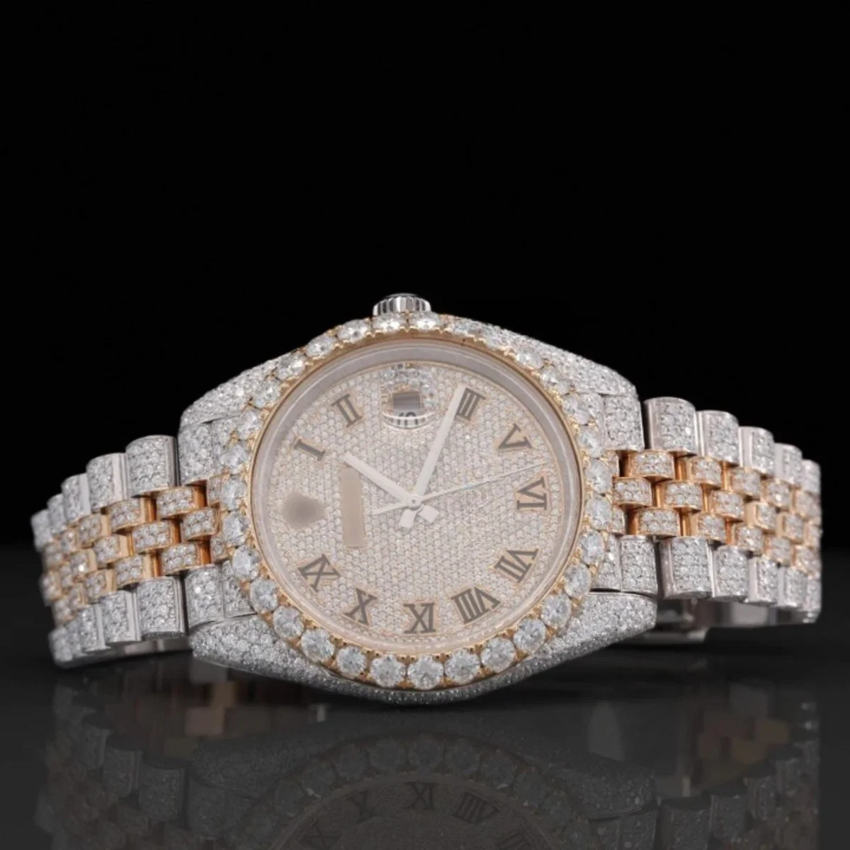 Two Tone Jubilee Bracelet Automatic Iced Out Moissanite Watch For Men (view 2 of 6)