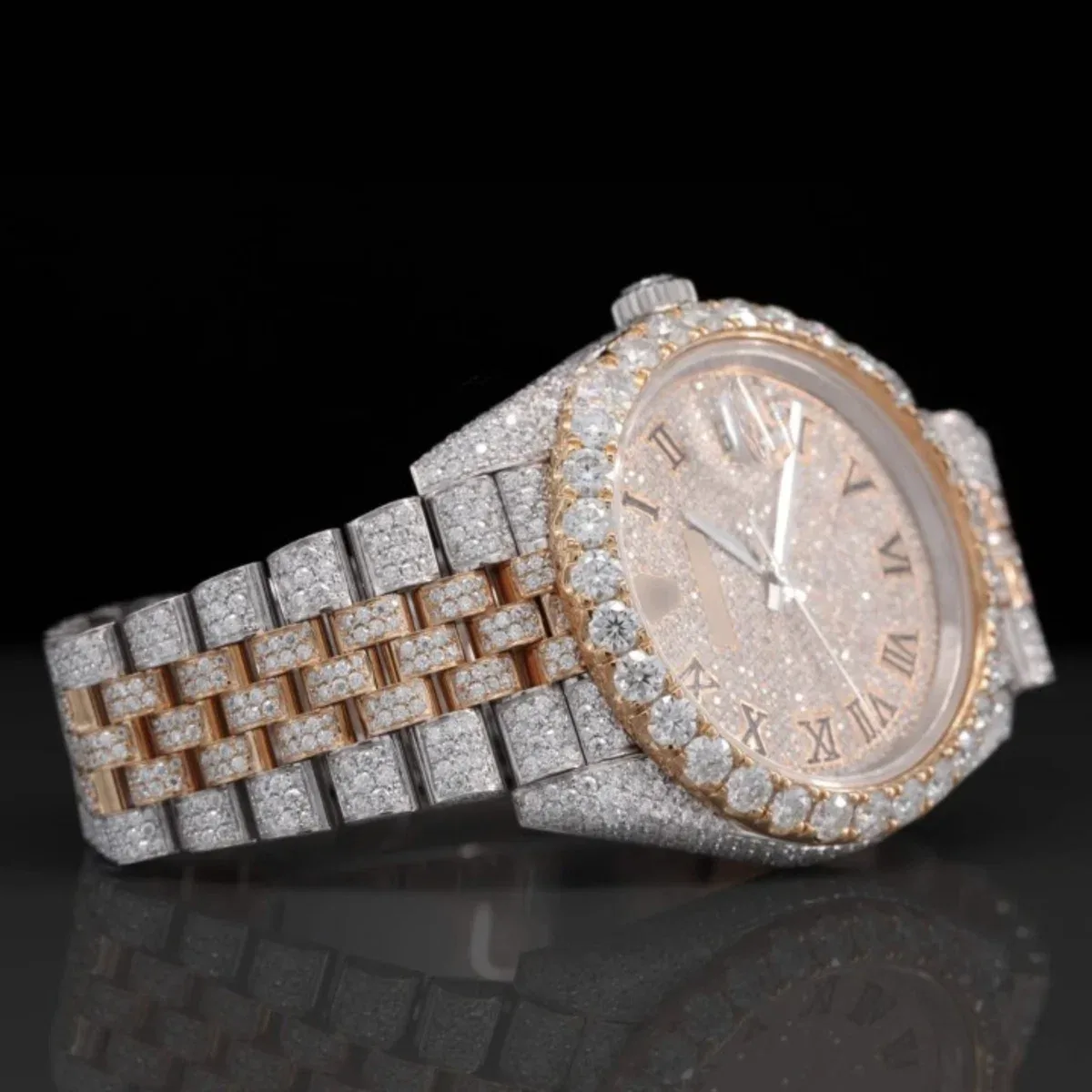 Two Tone Jubilee Bracelet Automatic Iced Out Moissanite Watch For Men (view 4 of 6)