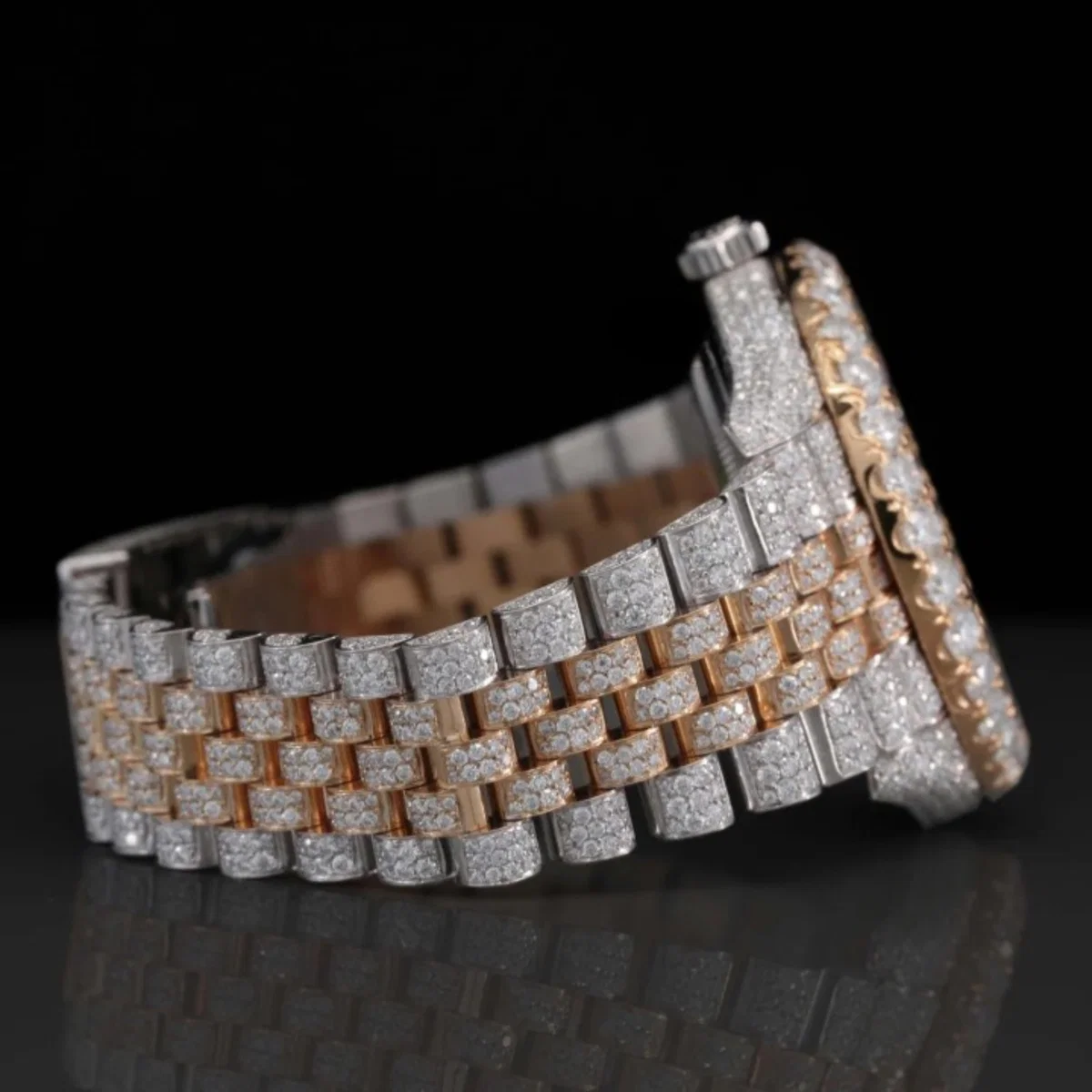 Two Tone Jubilee Bracelet Automatic Iced Out Moissanite Watch For Men (view 5 of 6)