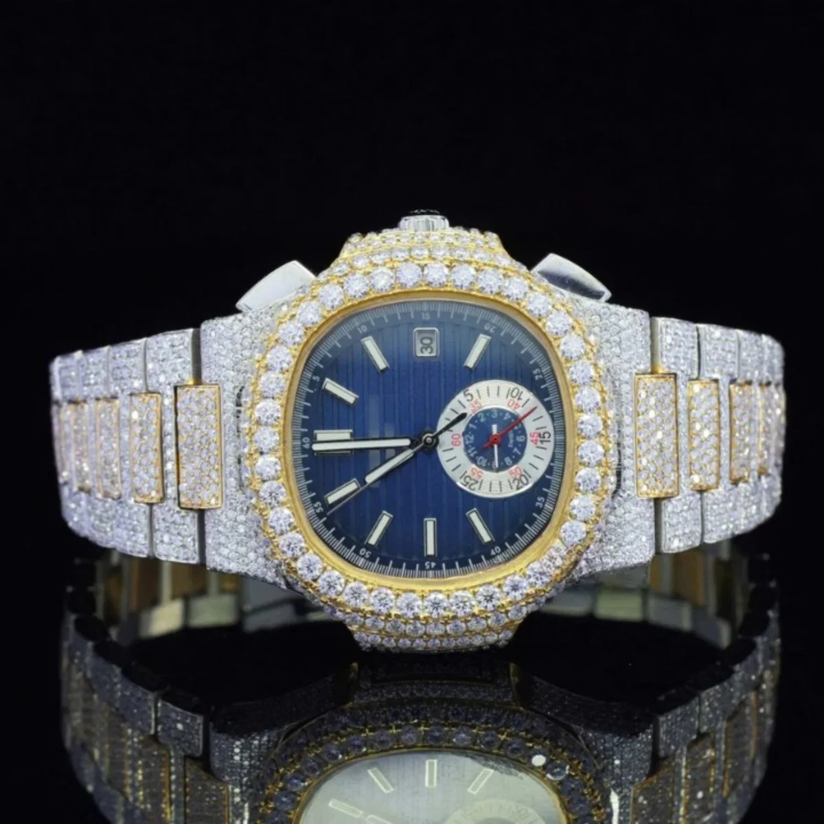 Two Tone Moissanite Watch And Automatic Wrist Business Style Watch (view 2 of 7)