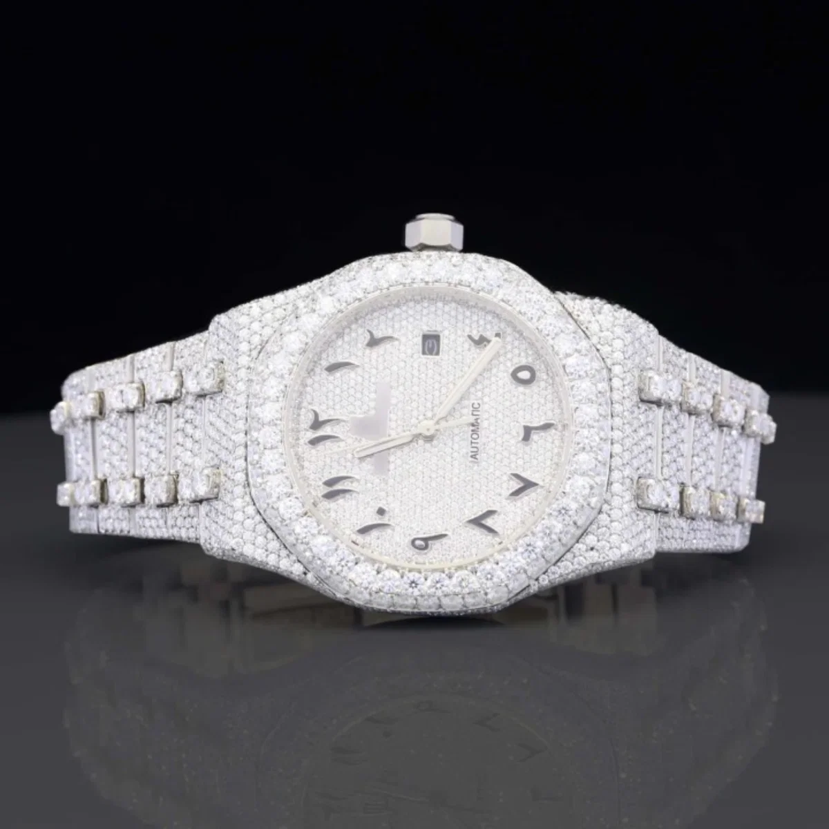 Unique Iced Out Moissanite Diamond Fully Automatic Watch For Men
