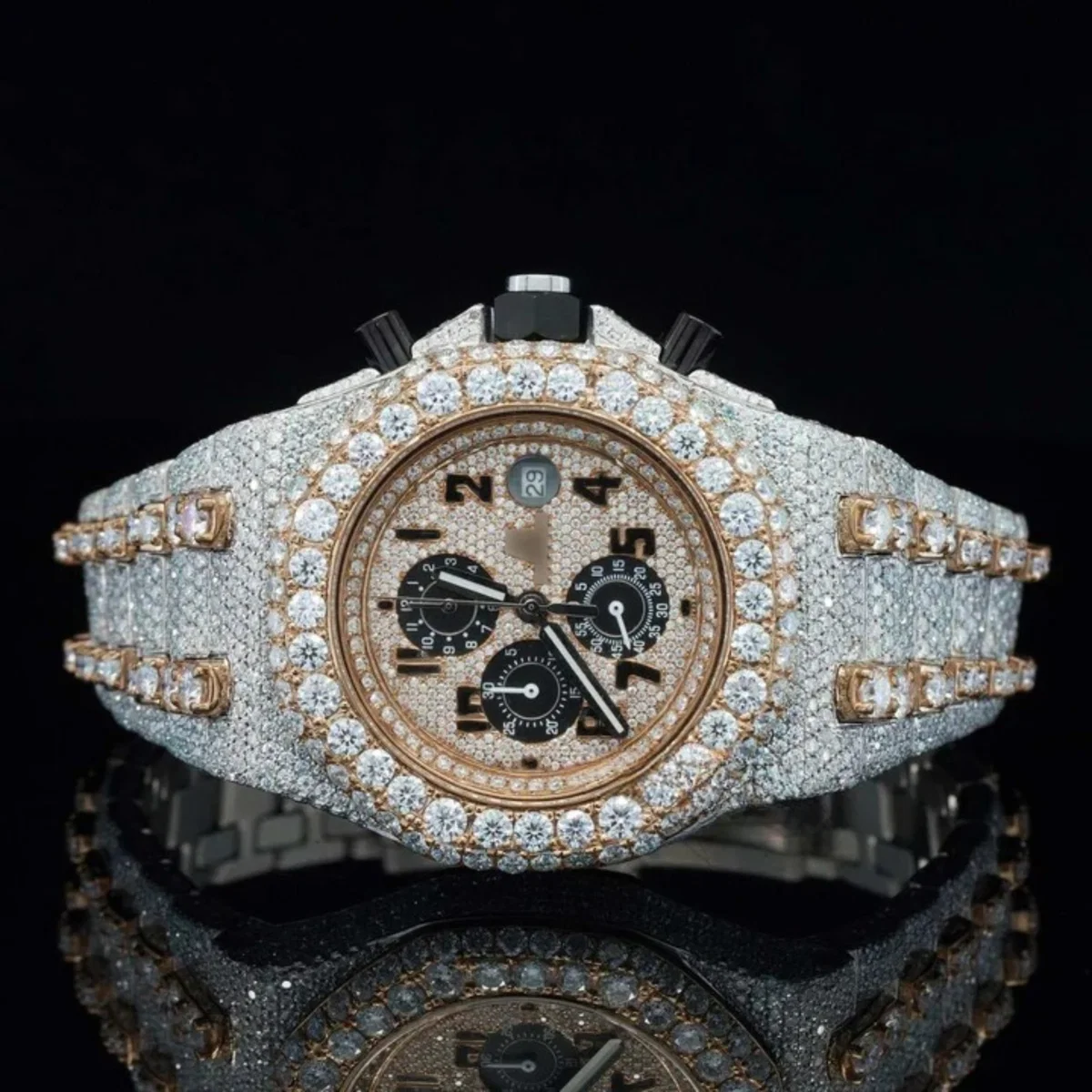 Uniquely Crafted Two Tone Fully Iced Out Automatic Moissanite Watch For Men (view 2 of 6)