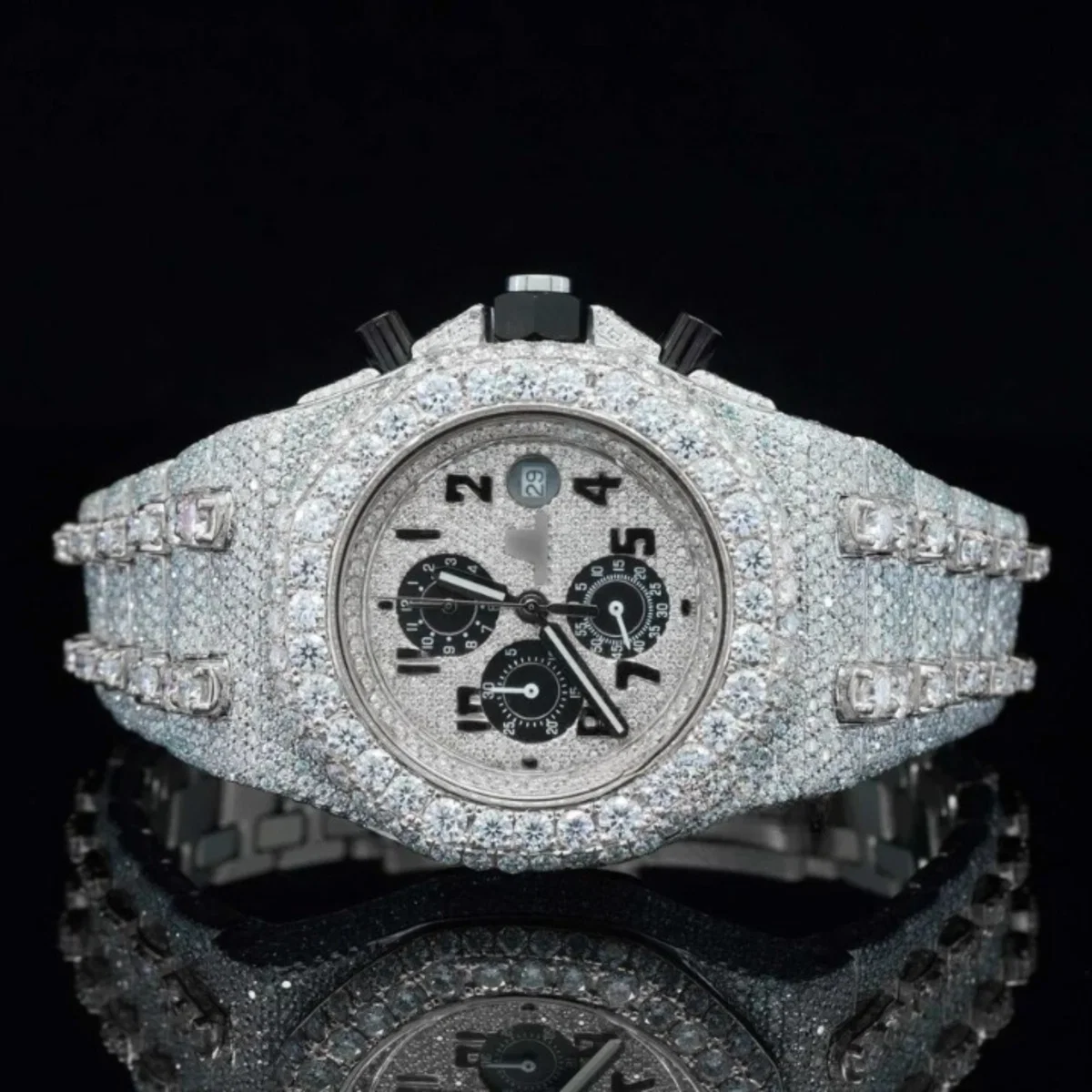 Uniquely Crafted Two Tone Fully Iced Out Automatic Moissanite Watch For Men (view 3 of 6)