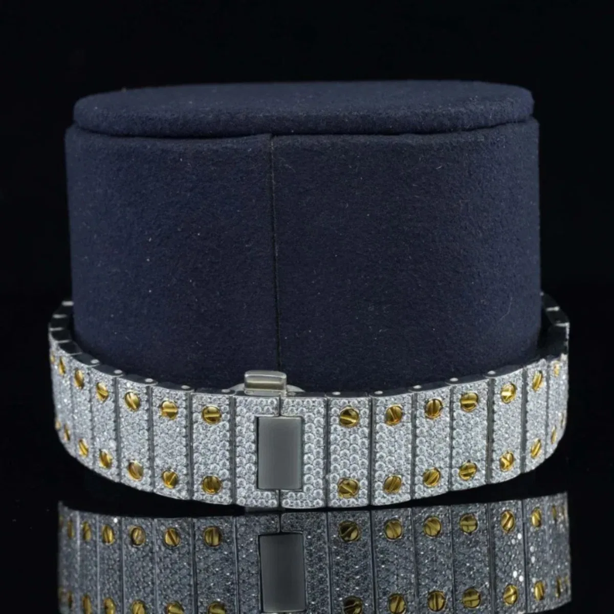 Vintage Style Fully Iced Out Automatic Moissanite Diamond Wrist Watch (view 7 of 7)