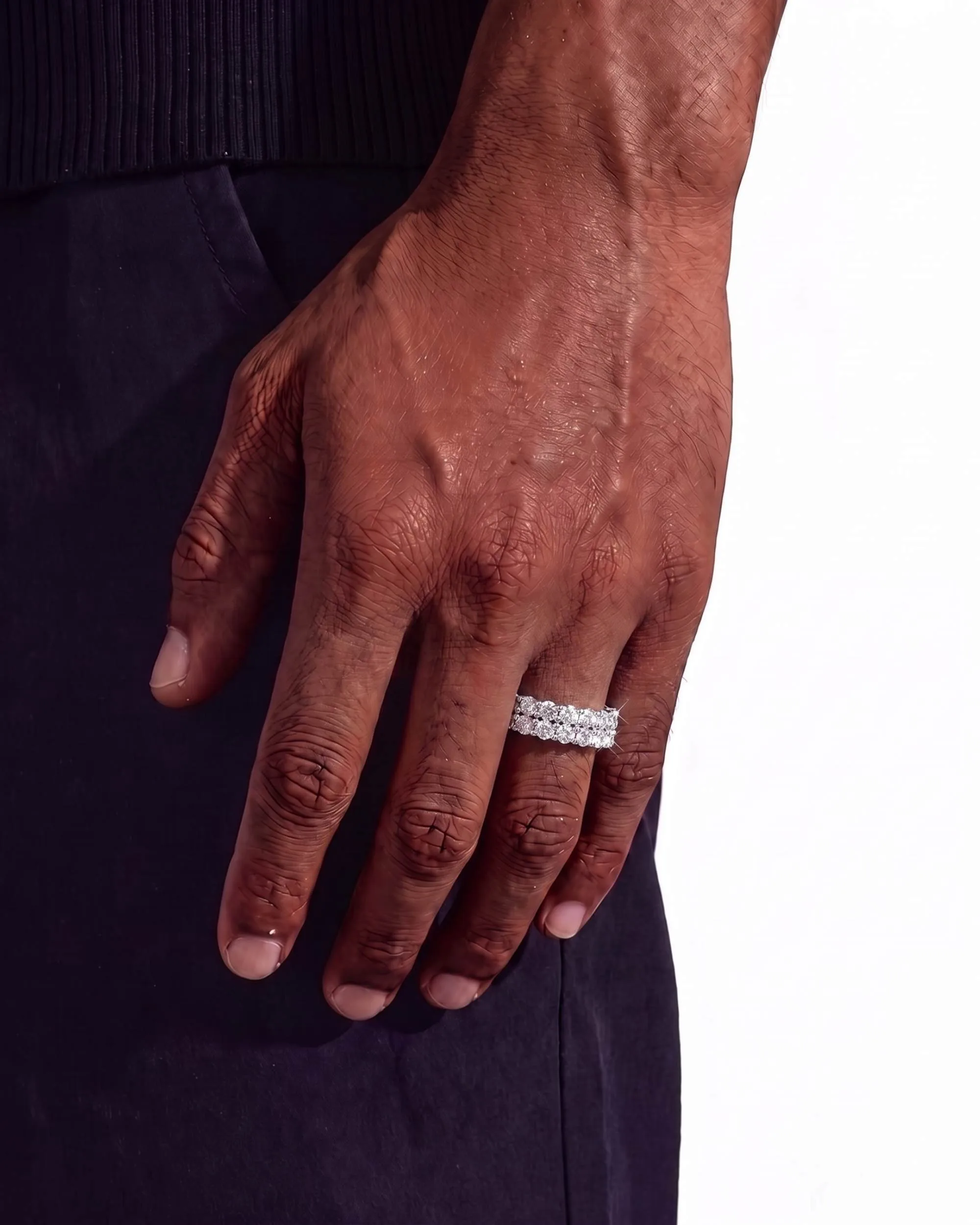 Iced Out VVS 2-Row Iced Band Ring 14K Gold (view 2 of 3)