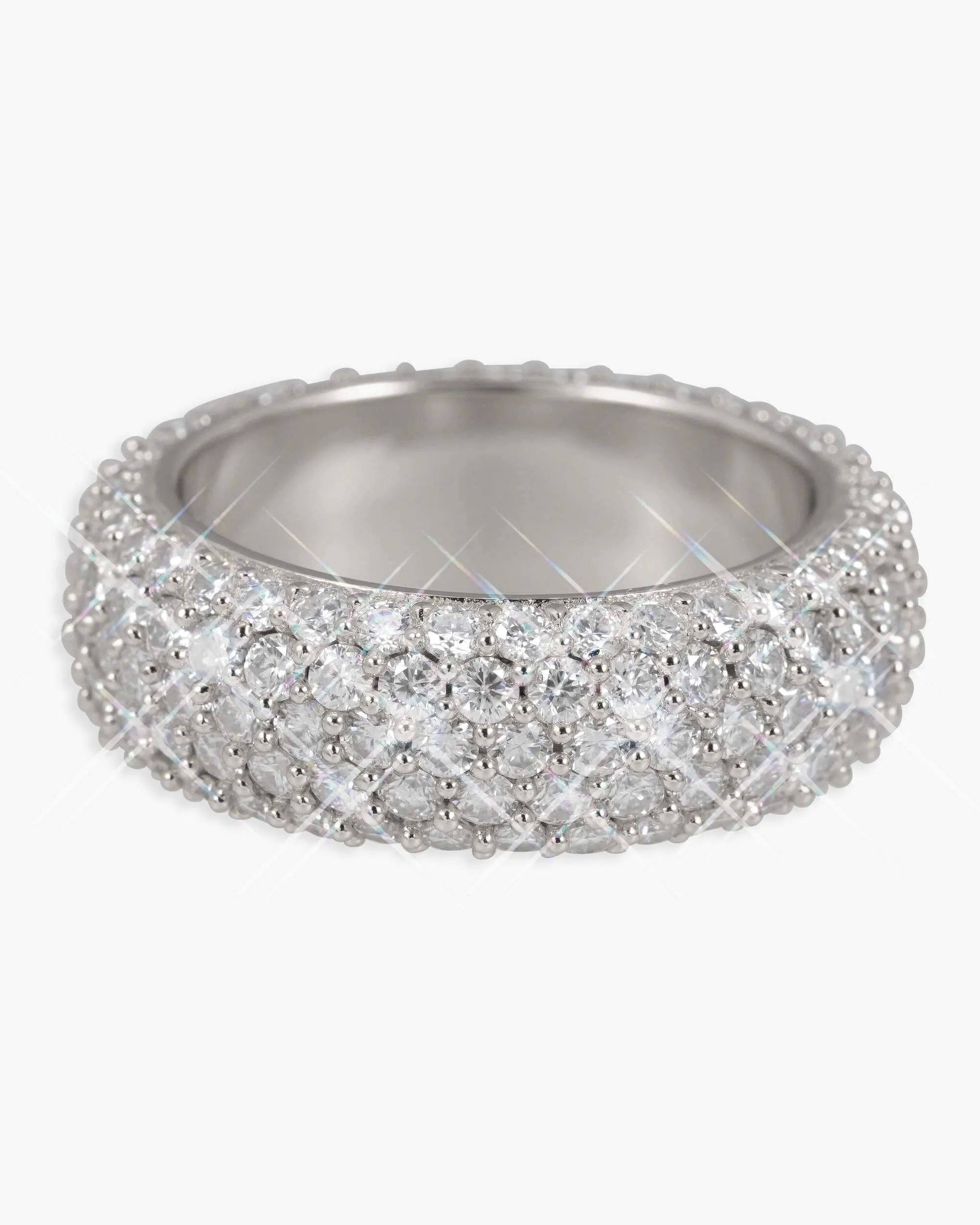 Iced Out VVS 5-Row Iced Band Ring 14K Gold