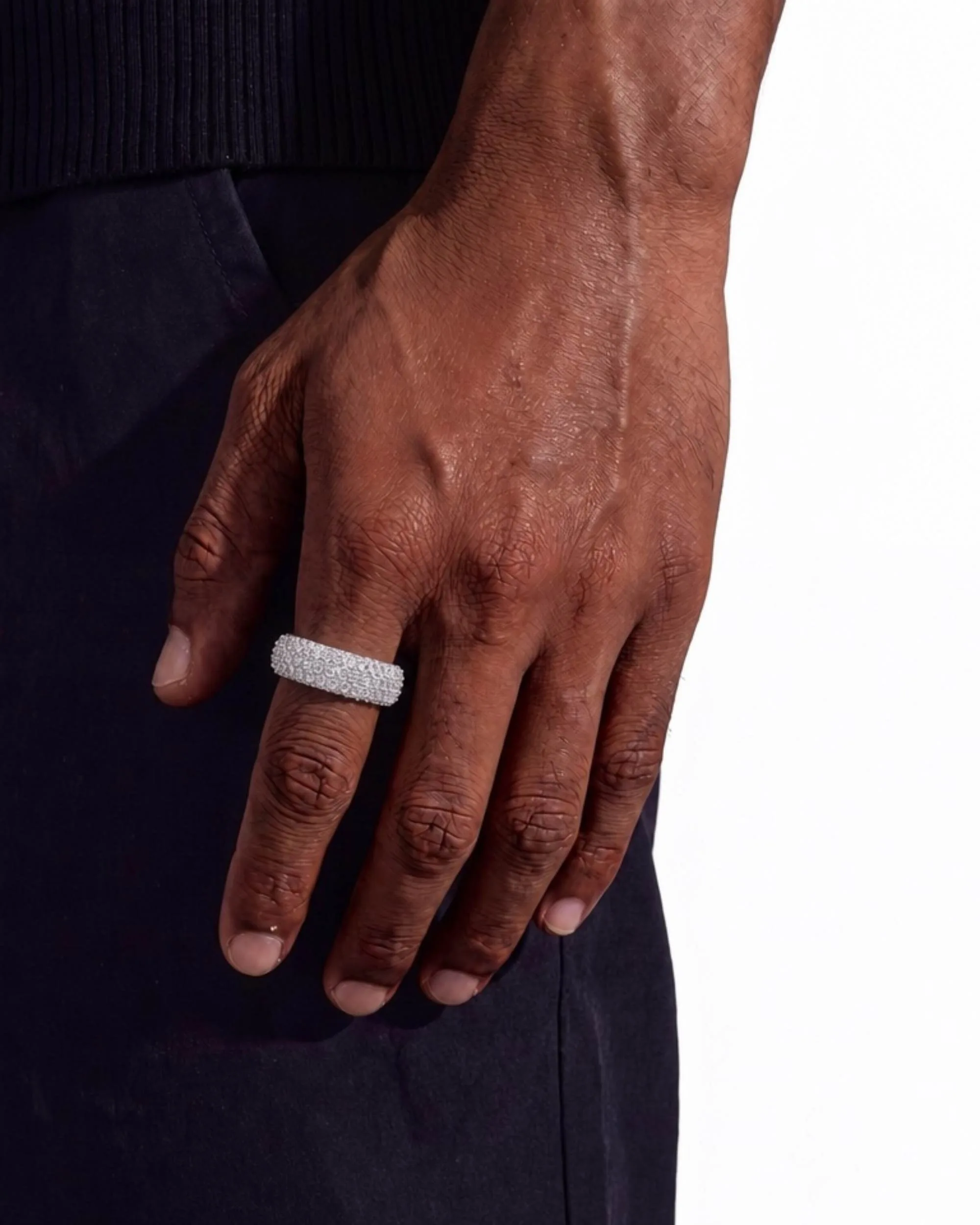 Iced Out VVS 5-Row Iced Band Ring 14K Gold (view 2 of 6)