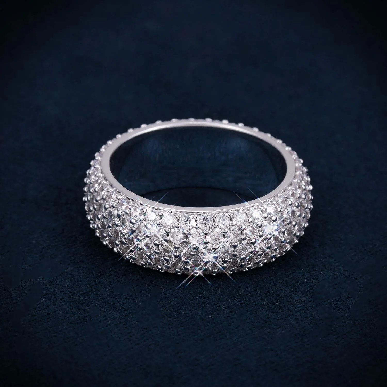 Iced Out VVS 5-Row Iced Band Ring 14K Gold (view 6 of 6)