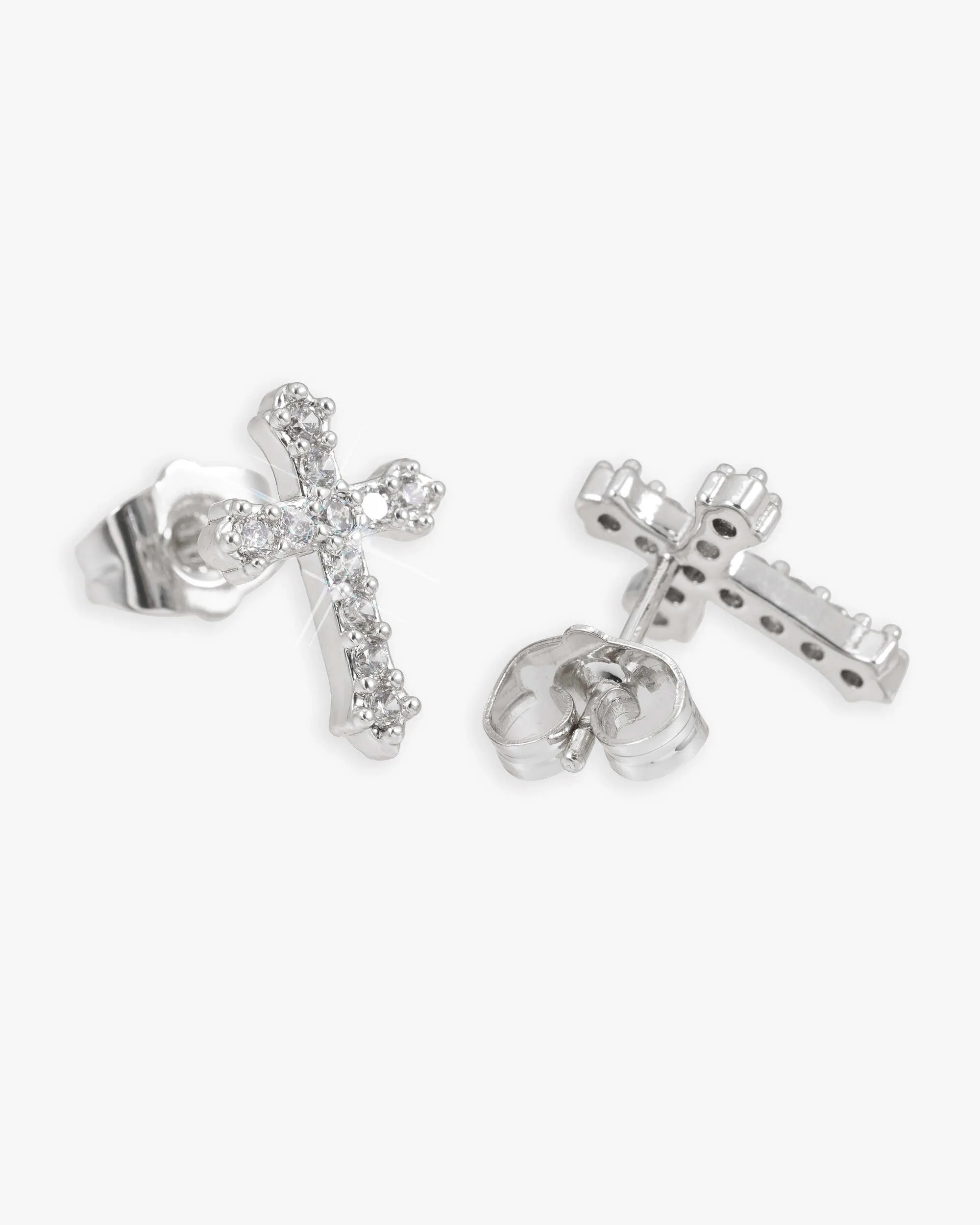Iced Out VVS Cross Earrings 14K Gold