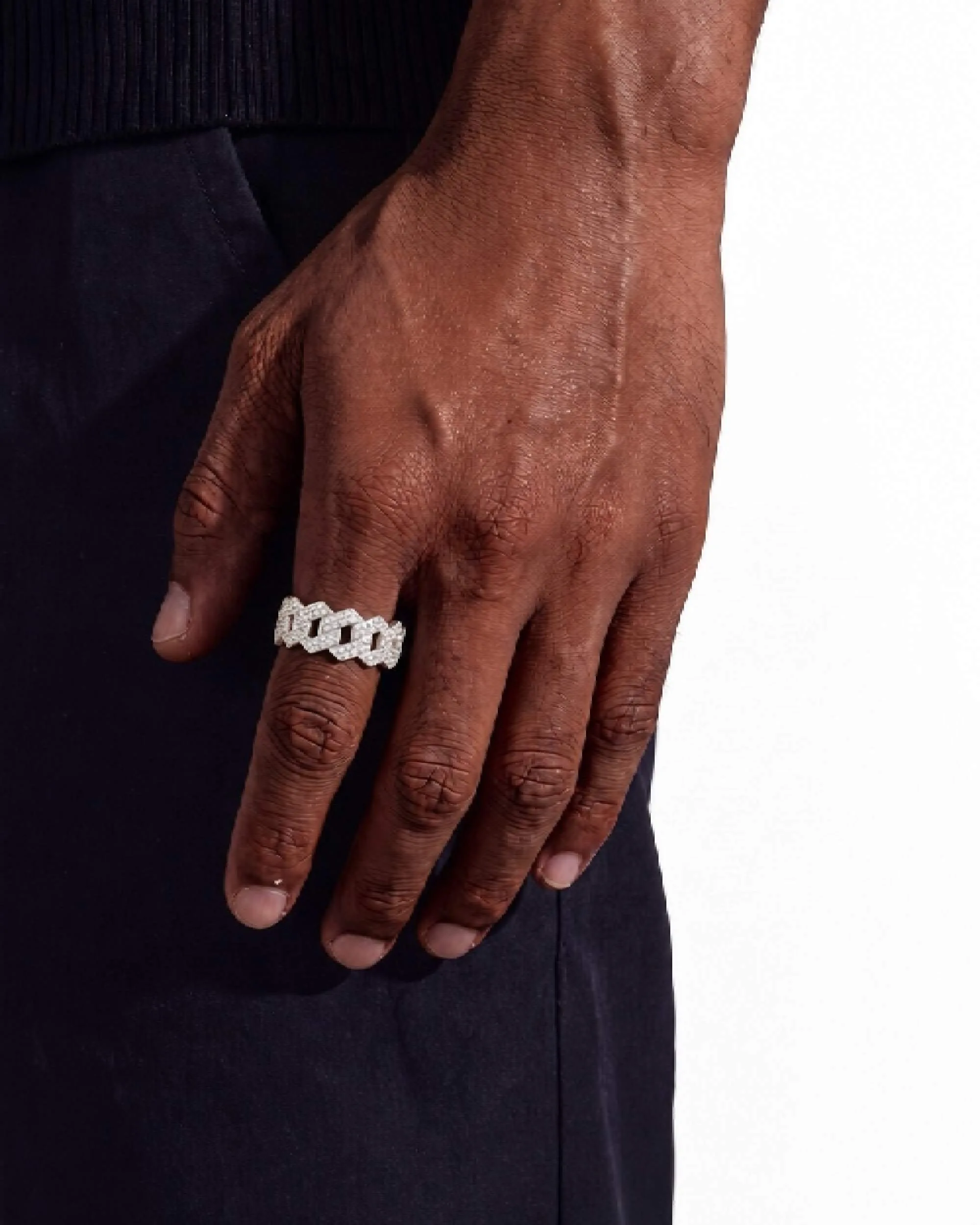 Iced Out VVS Cuban Link Ring 14K Gold (view 2 of 7)