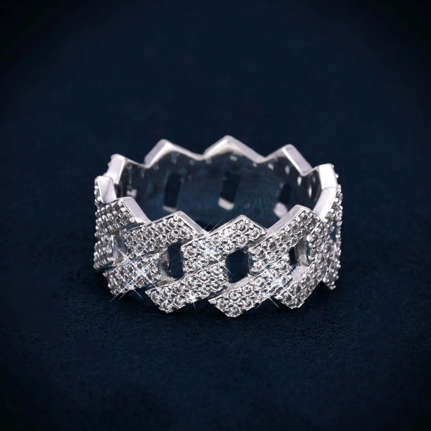 Iced Out VVS Cuban Link Ring 14K Gold (view 7 of 7)