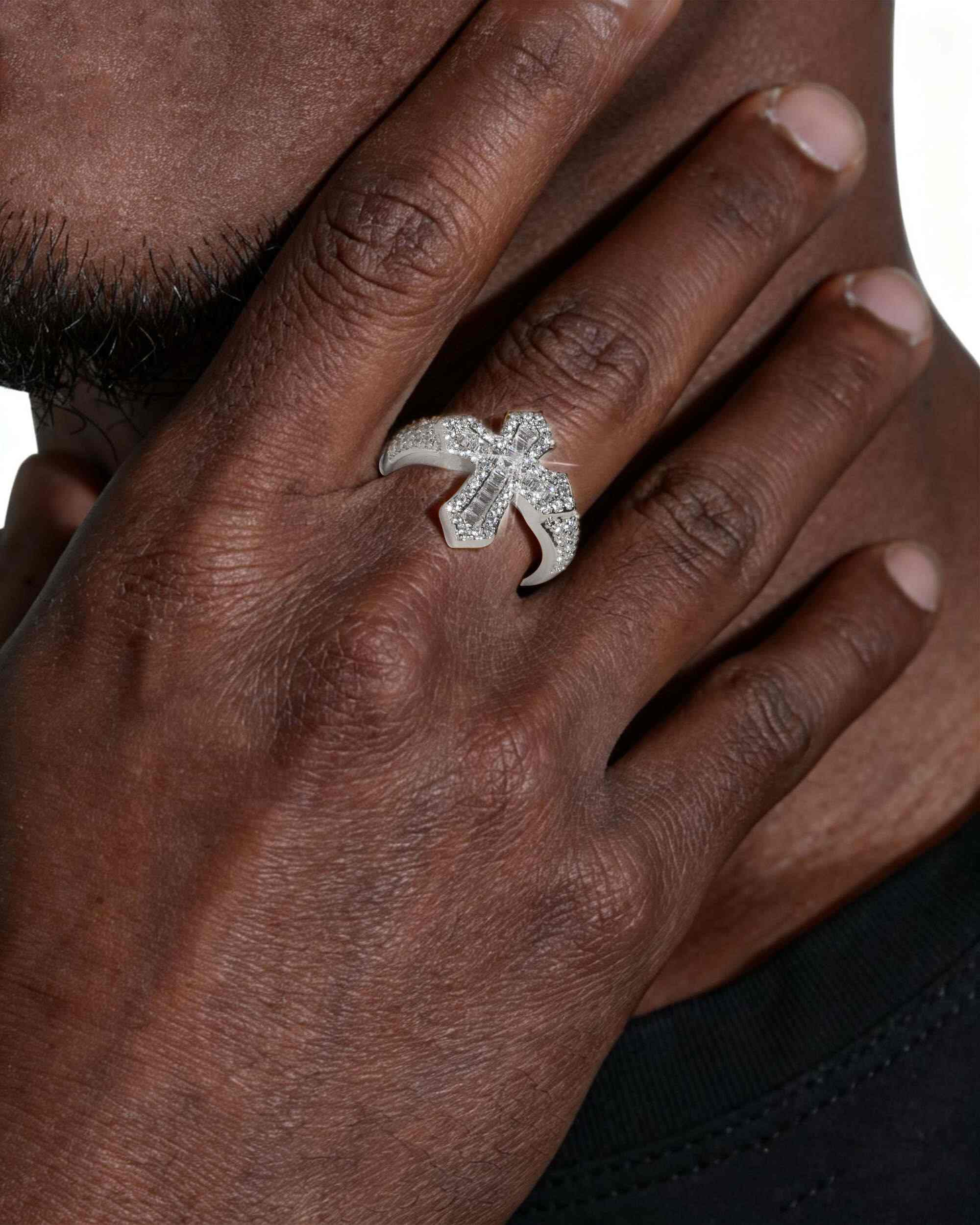 Iced Out VVS Gothic Cross Ring 14K Gold (view 2 of 3)